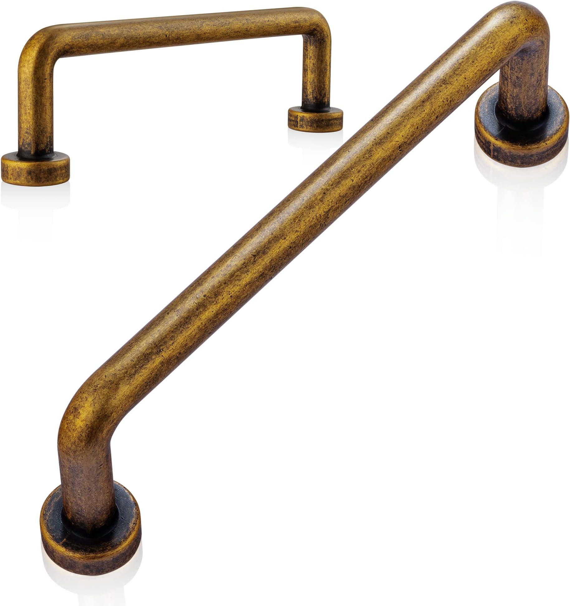 10-Pack Antique Brass Cabinet Pulls, 3" Hole Center Bar Drawer Handles for Kitchen Cupboards Dressers, Vintage Home Improvement Hardware