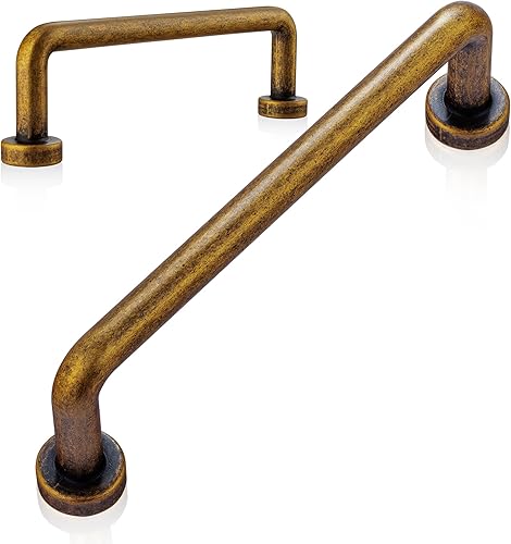 Miniatura 1 de Paquete de 10 tiradores de gabinete de latón antiguo, manijas de cajón de barra central de 3 pulgadas para armarios de cocina, aparadores,