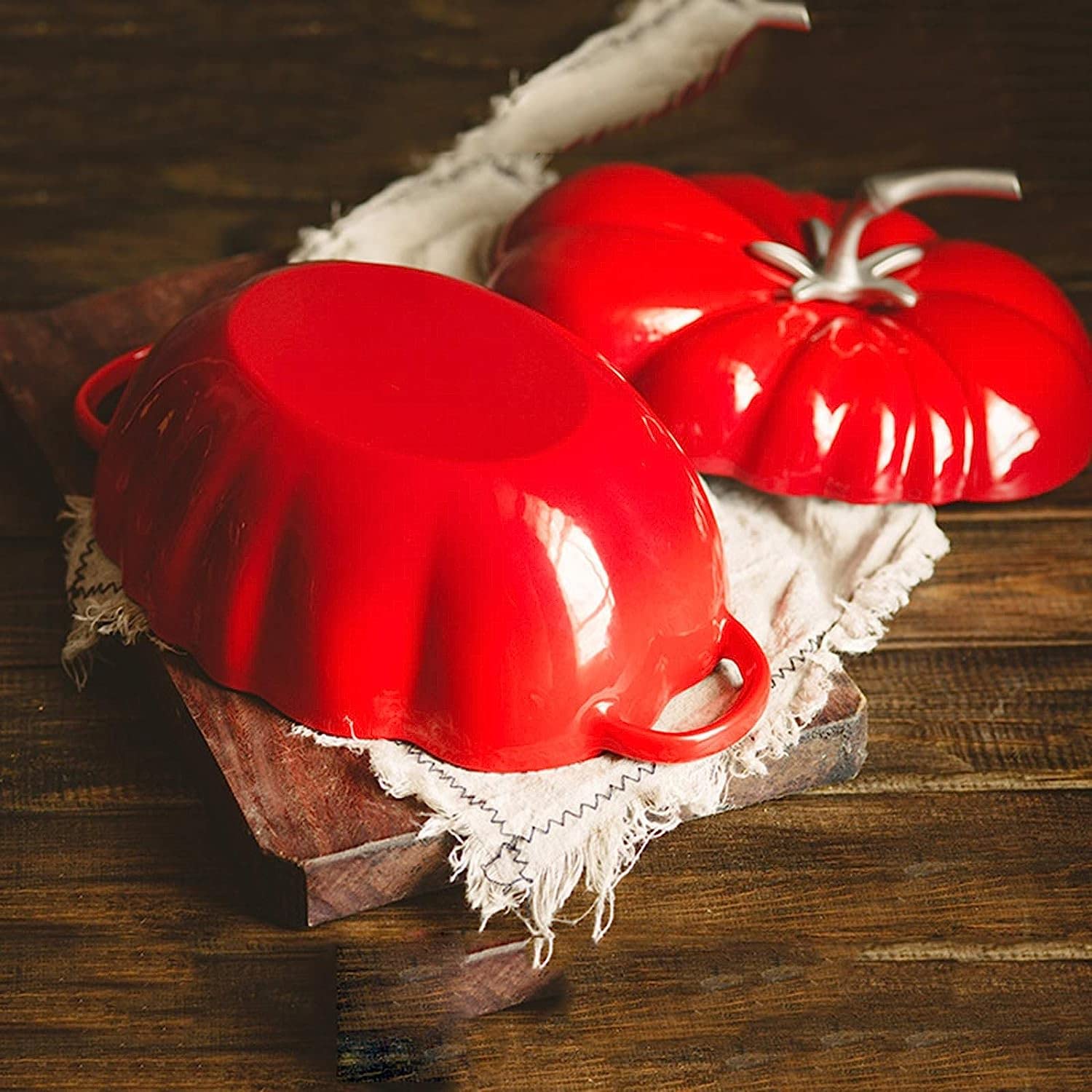 Emaljowane żeliwny Kociołek Holenderski Z Pokrywką Podwójny Uchwyt Nieprzywierające Otwarta Płomień Dutch Oven Do Duszenie Piekarnik Indukcja Na Przyjęcia