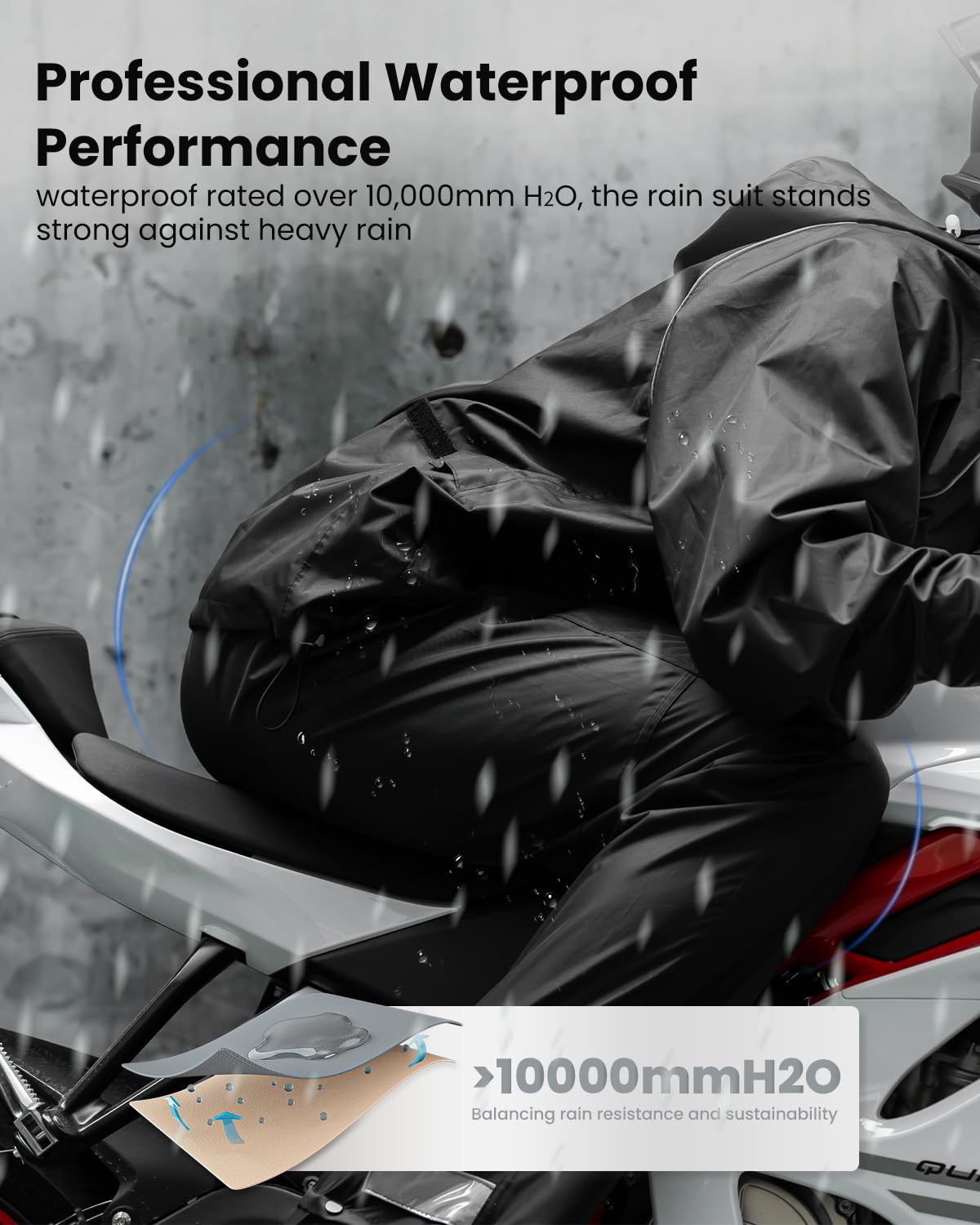 ILM Regenanzug Herren Damen Wasserdicht Regenkombi Regenjacke Regenhose 2-teiliges Set für Motorrad Fahrrad Fischen Wandern Camping Versteckte Schuhabdeckung Reflektierend Modell RS03