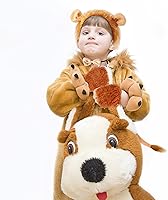 Vista 5 de Geyoga Disfraz de león de Halloween, disfraz de león con orejas de león, diadema, guantes, corbatín, falda tutú dorada, accesorios para niñas