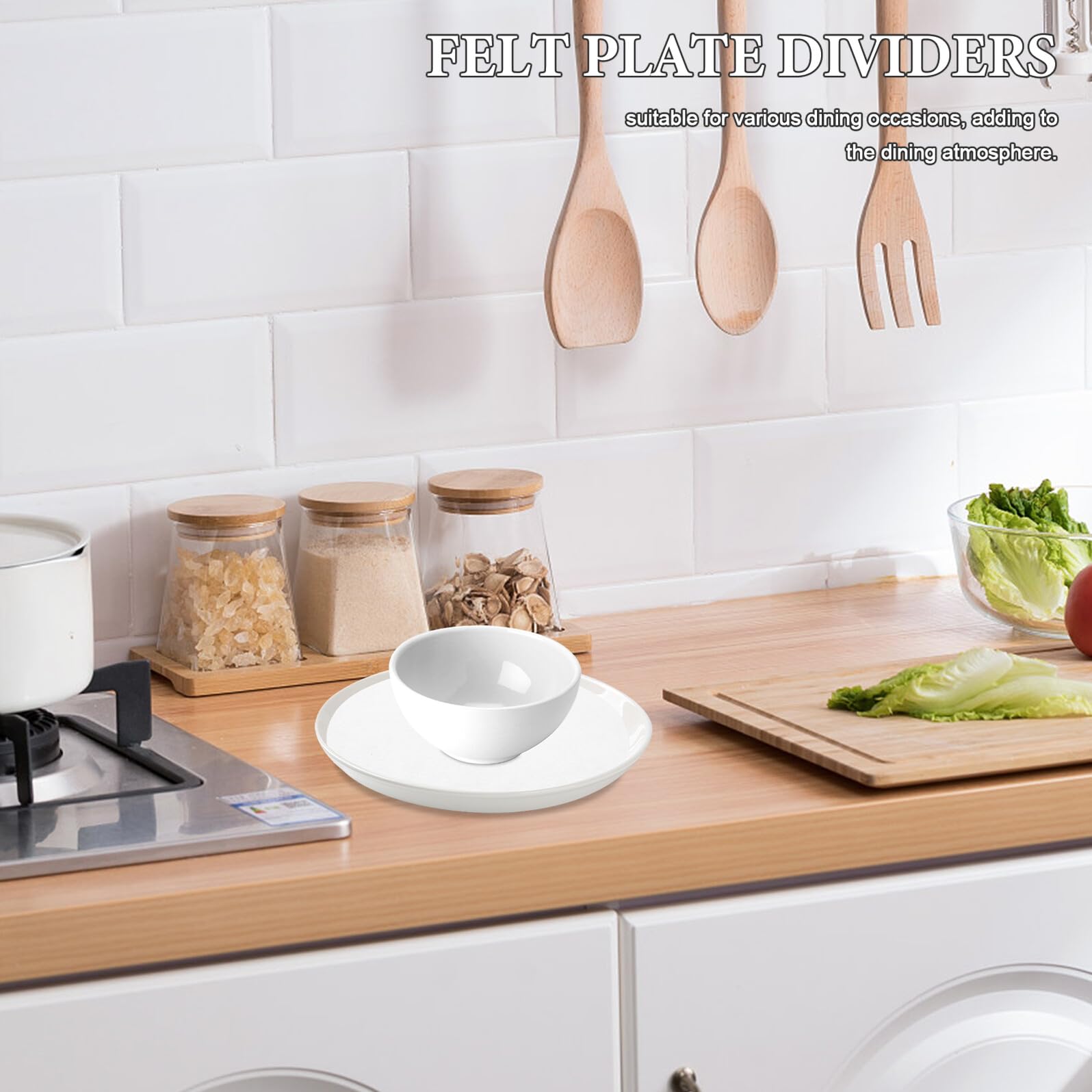Baluue 50 Piezas Separador de sartenes Fieltro Protector de Placa agarraderas para ollas de Cocina White