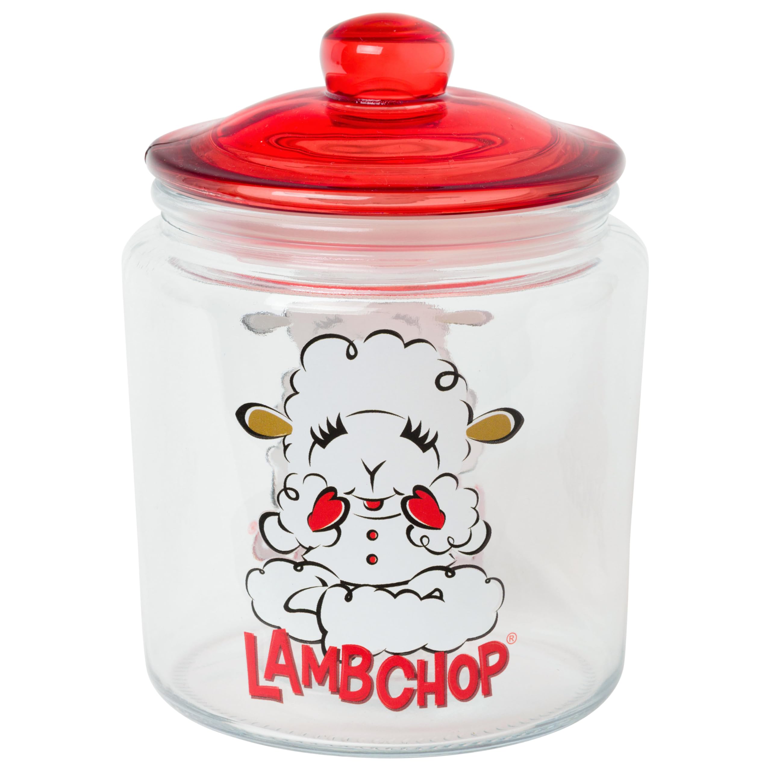 Silver Buffalo Lambchop Sitting Logo Style, Glass Jar with Lid