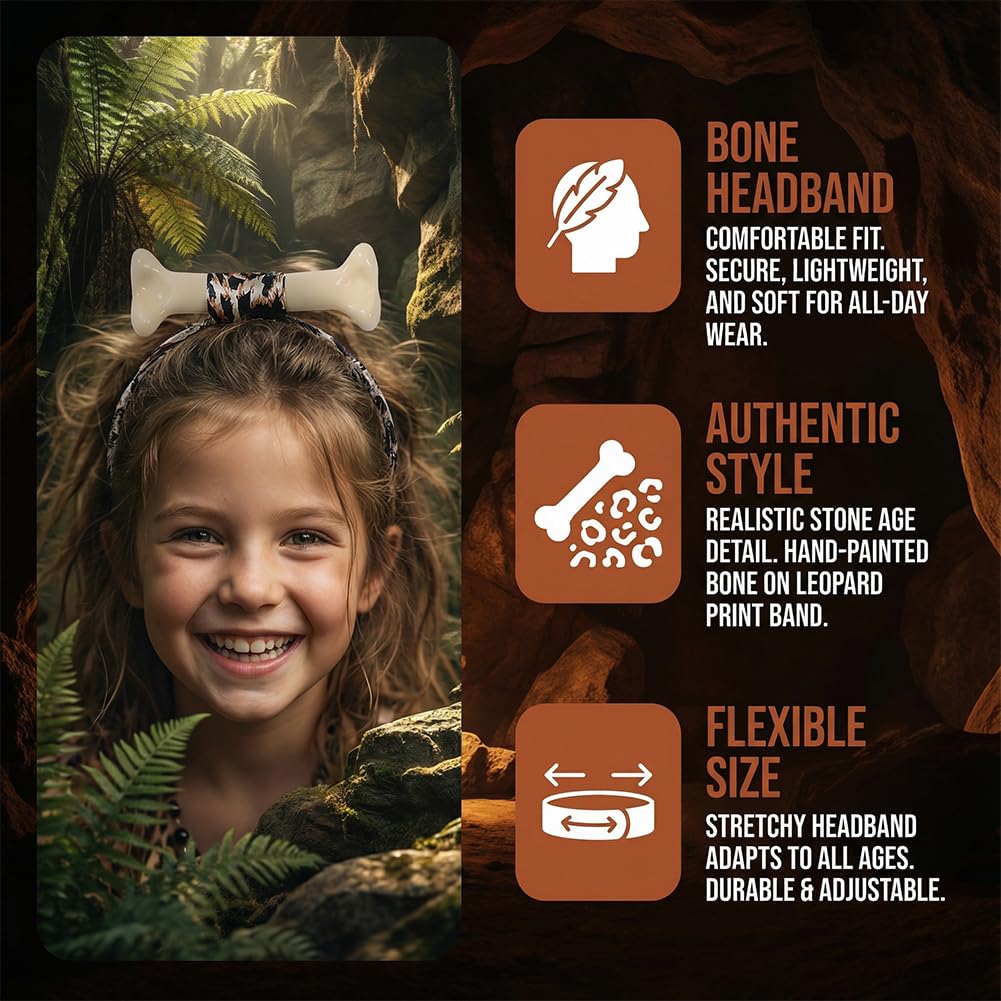 Caveman Costumes Accessories Adults & Kids 5Pcs Set - Image 3
