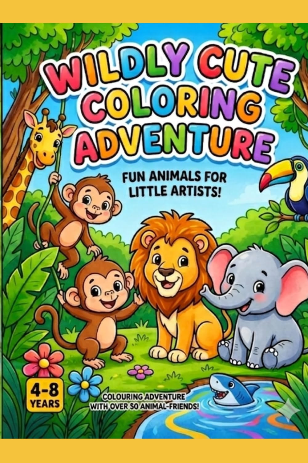 Wildly Cute Coloring Adventure: 50 Fun and Simple Animal Illustrations for Kids Ages 4-8