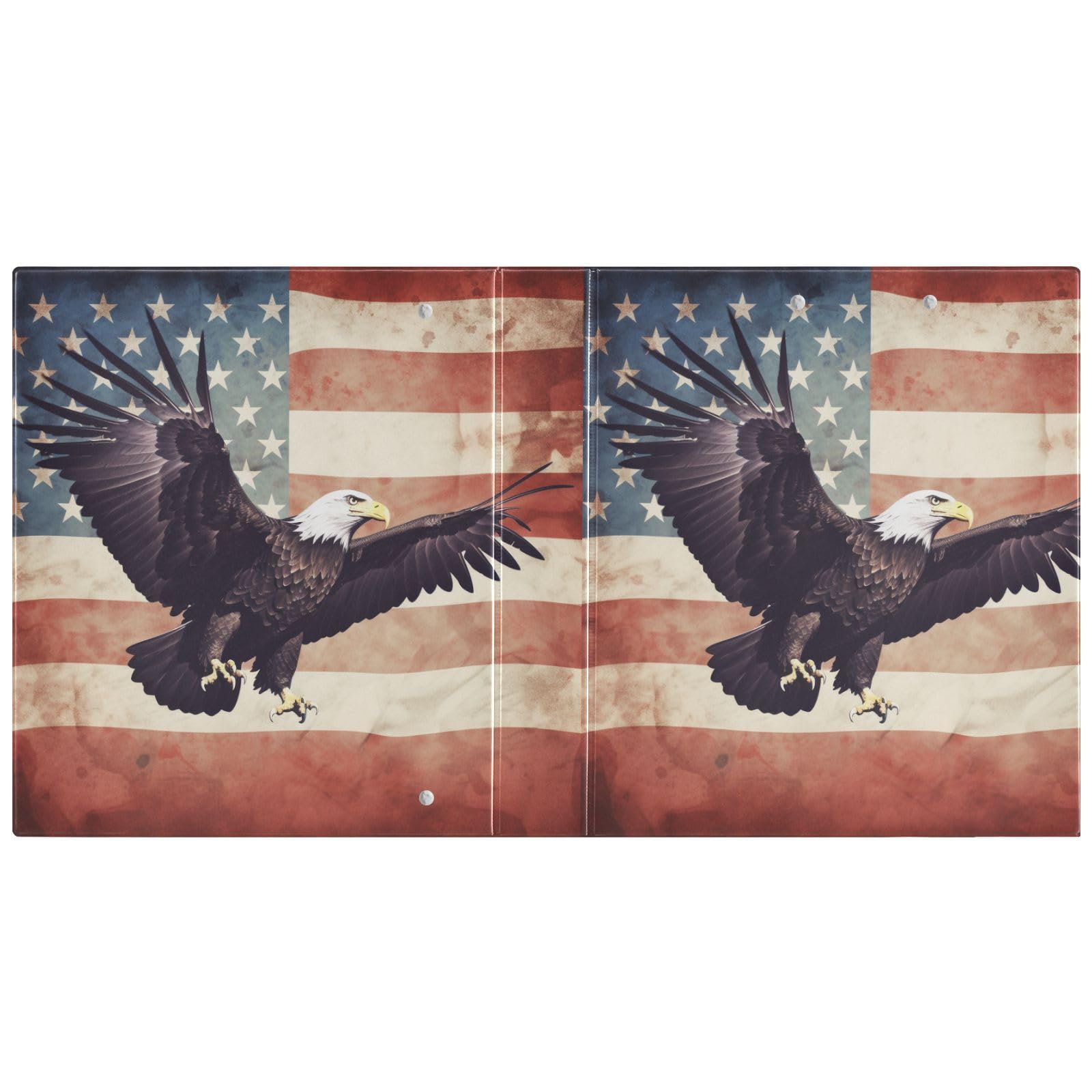 ALAZA Raccoglitore a 3 anelli con 3 tasche interne in PVC trasparente, con bandiera americana, 200 fogli, per ufficio, casa, scuola, confezione da 1