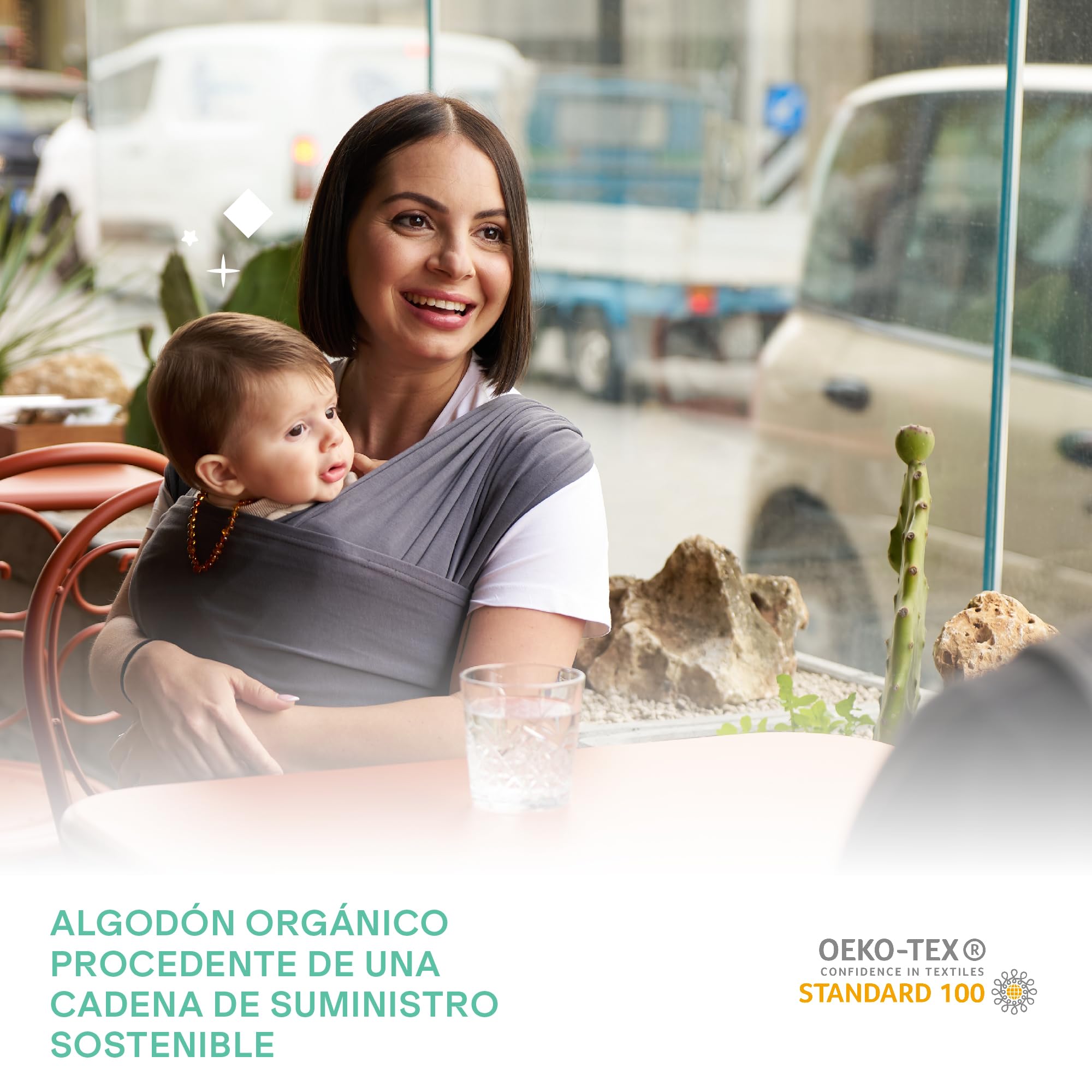 Koala Babycare Fular portabebes- Cuddle Band 2.0 – Portabebes recien nacido homologado hasta 15 kg 100% algodón - Ajustable y unisex - 4