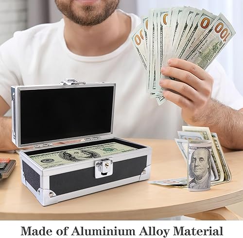 Miniatura 4 de Caja de efectivo con cerradura  Almacenamiento de aleación de aluminio con bandeja de moneda de una sola fila  Ideal para organizar efectivo,