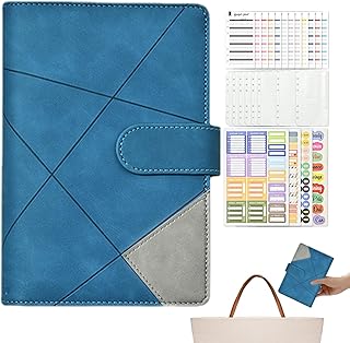 Desafios Poupança com Envelopes | Fichário Poupança | Fichário economia dinheiro com 6 anéis folha solta com fivela magnética para homens e mulheres com economia Ngumms