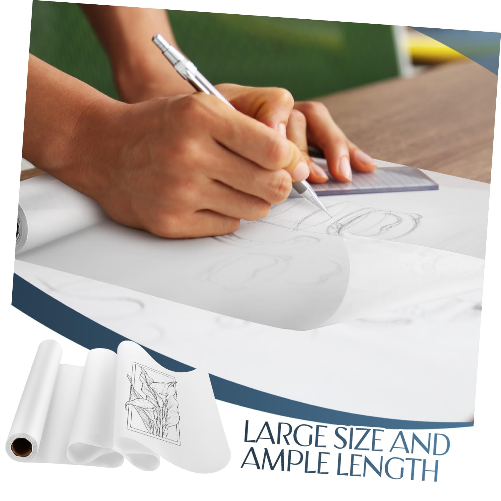 Papier Calque pour Dessin Et Calligraphie Format A2 Transparent Rouleau 44 Cm x 23 m Professionnel Usage Artistique Et Couture