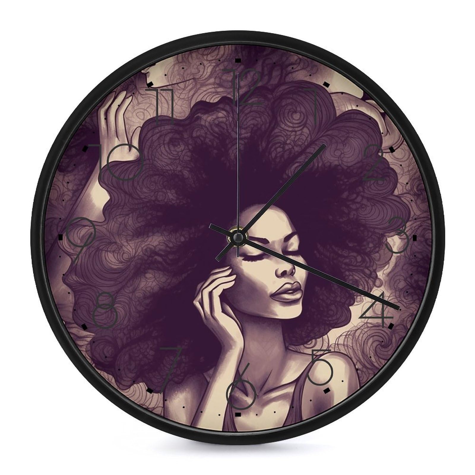 Horloge murale ronde 25,4 cm silencieuse à piles pour chambre et salon moderne