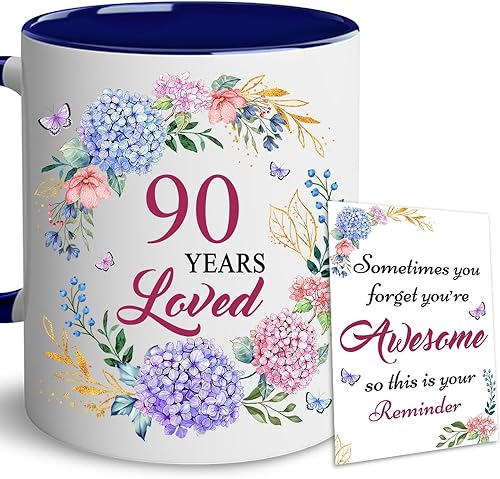 Regalos de 90 cumpleaños para mujeres, regalos de cumpleaños de 1935 para ella, taza de 90 años de amor, regalo para mujeres que cumplen 90 a 90