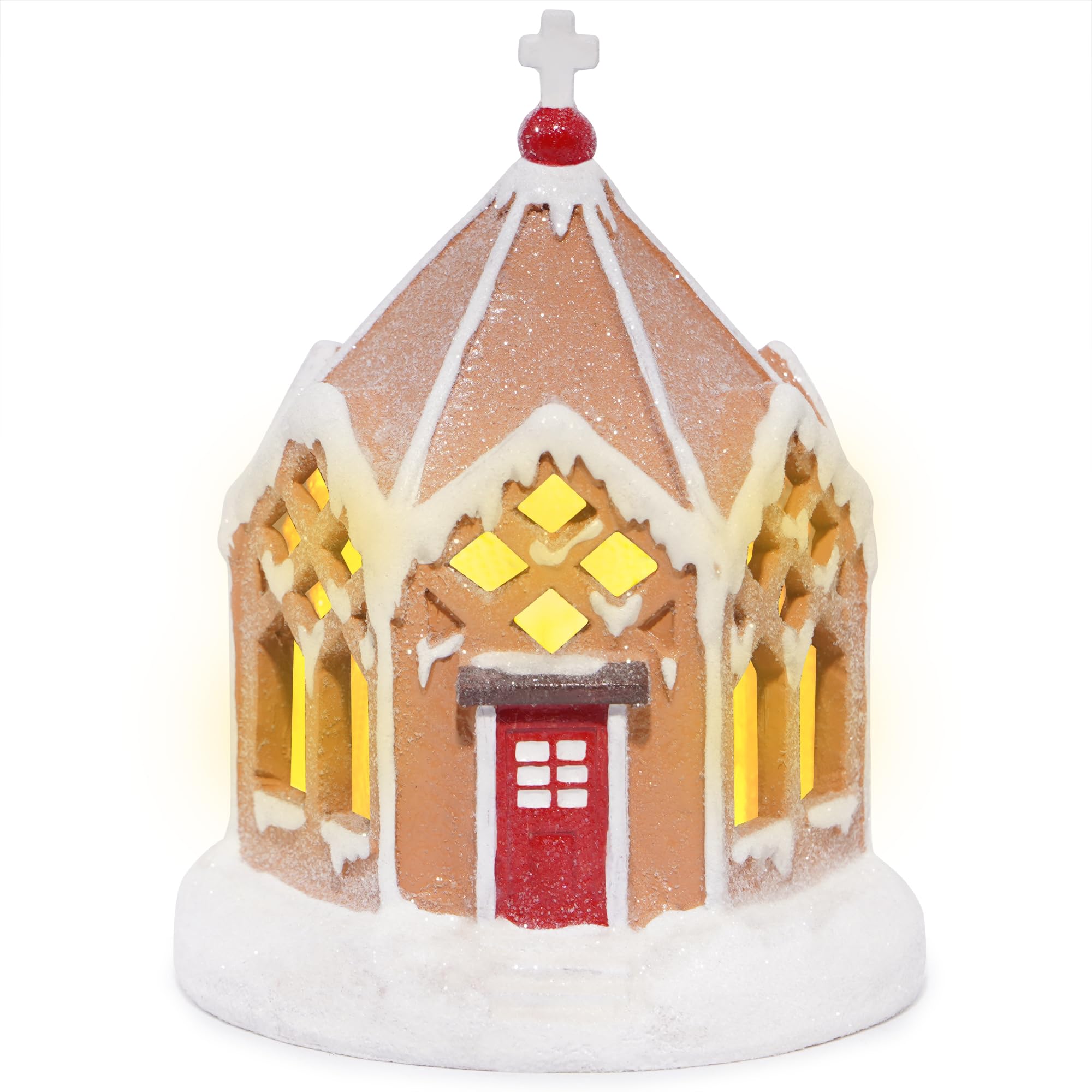Hodao Christmas Decorations Gingerbread House Decor Figurine, Battery-Powered (2 AAA), 5.1