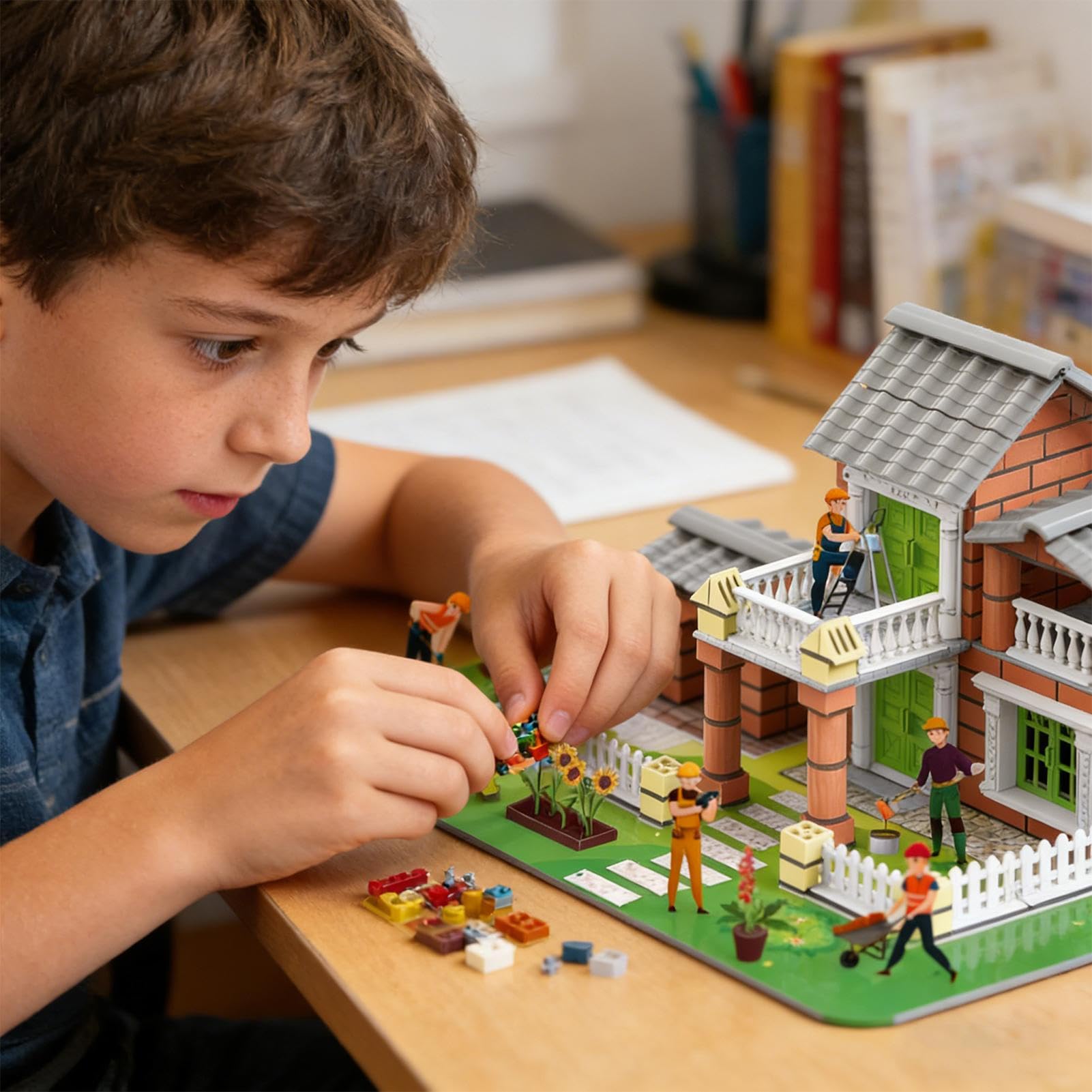 DIY Haus Architektur Spielzeug Zum Zusammenbauen | DIY Miniaturhaus für Erwachsene Für Kinder Jugendliche Erwachsene Deko Bücherregal Nachttisch Wohnung