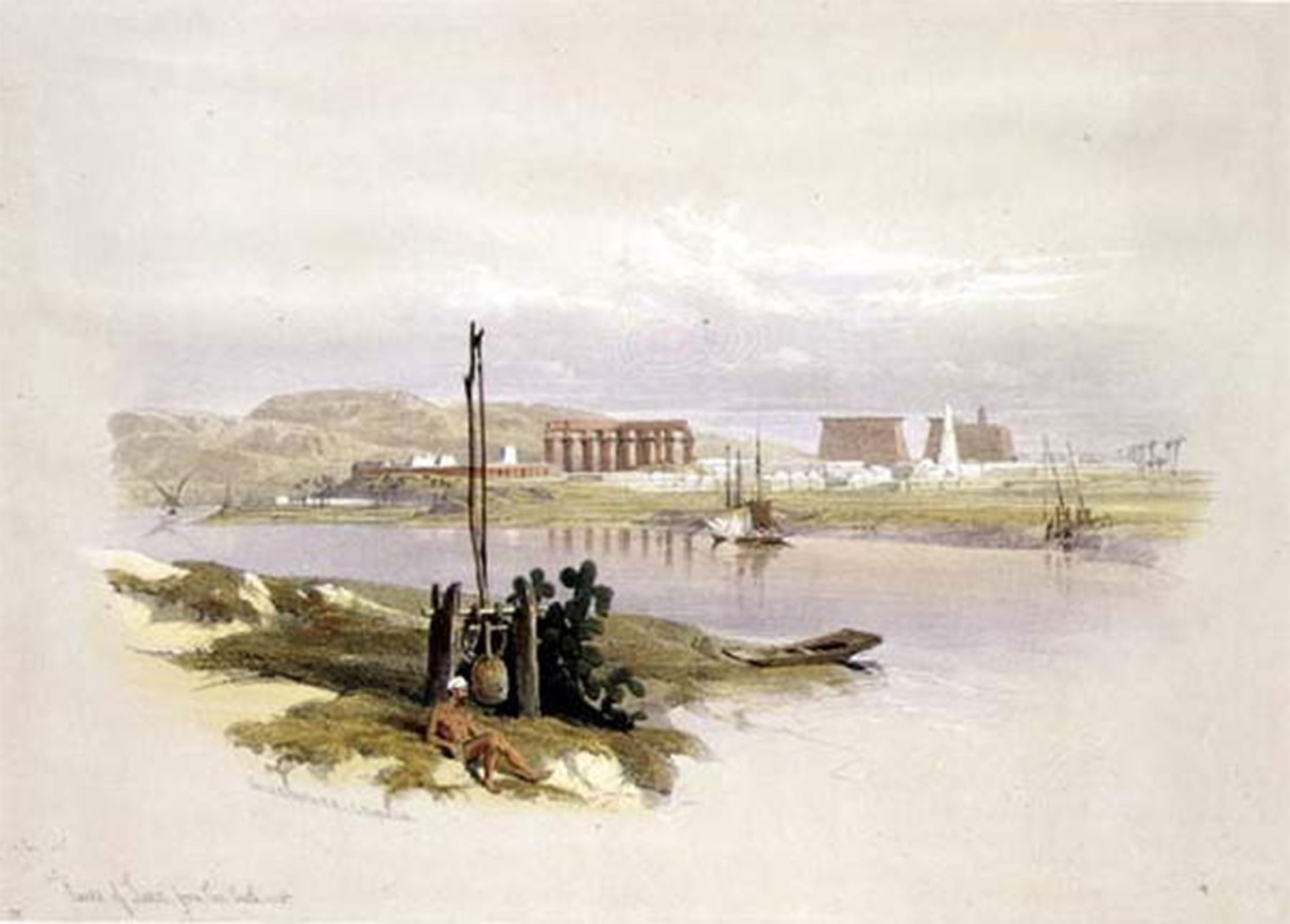 SERENDIPITP Aesthetic Poster Photo Wall Print Retro Picture Ruins of Luxor by David Roberts Modern Wall Artwork for Home Decor 60x90cm