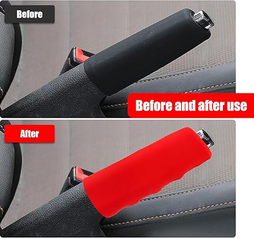 Miniatura 7 de QODOLSI 1 funda para manija de freno de mano para automóvil, 4.8 x 1.65 x 1.41 pulgadas, fundas de freno de estacionamiento antideslizantes de