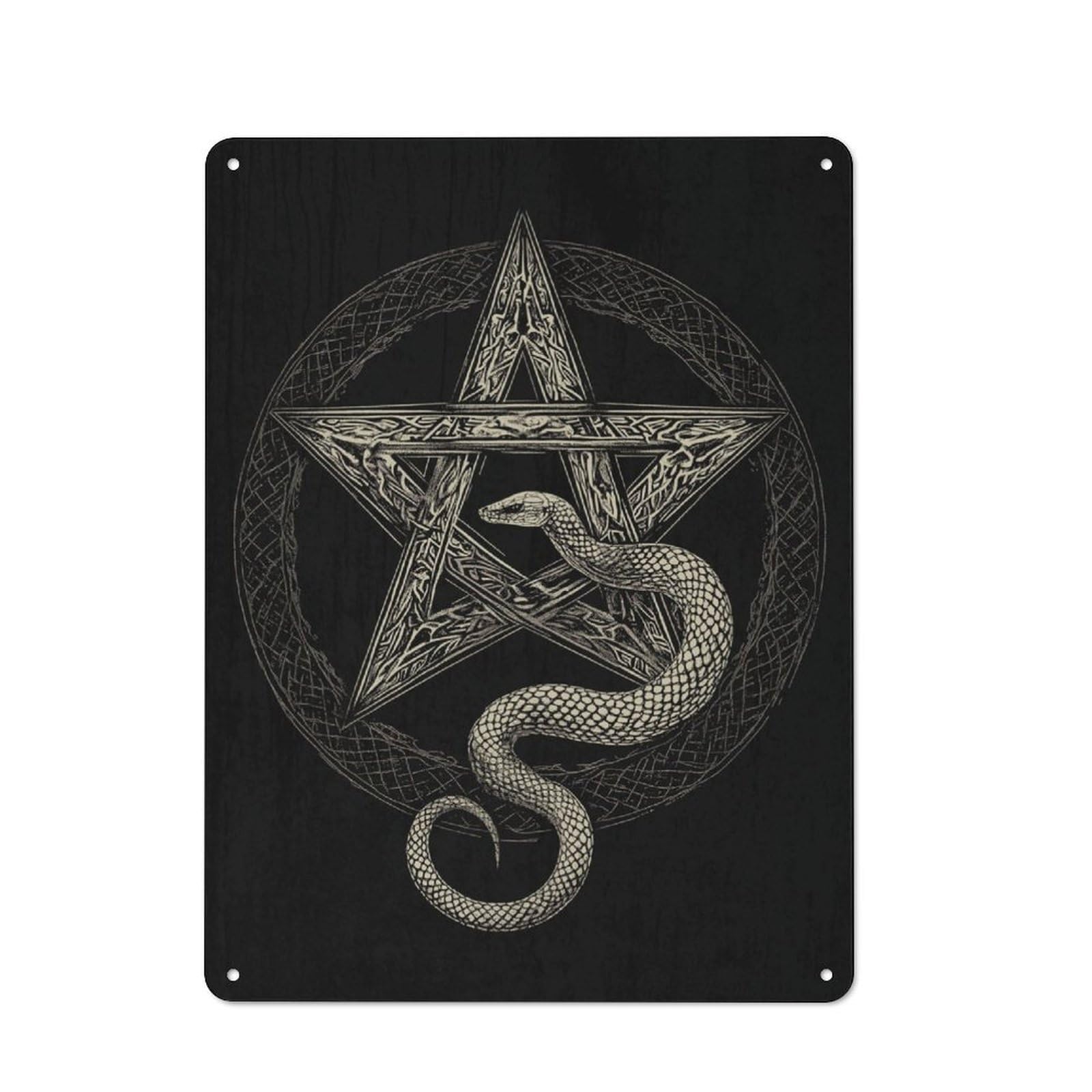 Pentagram Snake Rustic Metal Wall Decor 40x30cm, Decorative Metal Plaque for Shed, Garden Room, Porch Or Garage