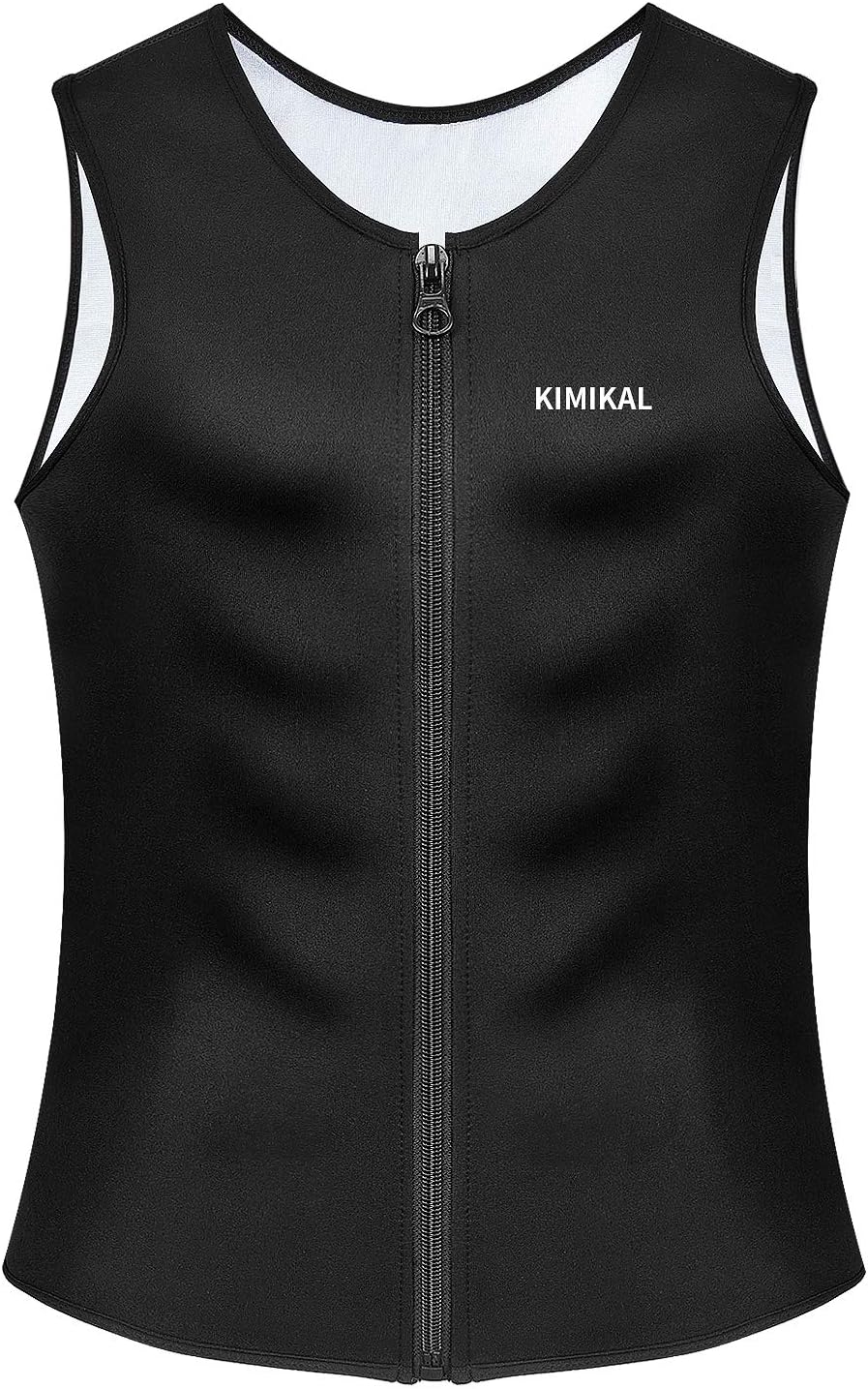 KIMIKAL Tank Top for Men :Sauna Suit Zipper Waist Trainer Vest Gym Sweat Workout Shirts