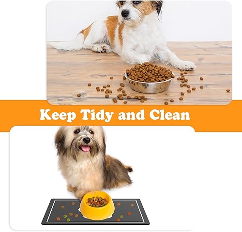 Miniatura 5 de Tapete absorbente de alimentación de mascotas para cuencos de perro, tapete de 12 x 19 pulgadas para comida y agua, tapete de comida para perros