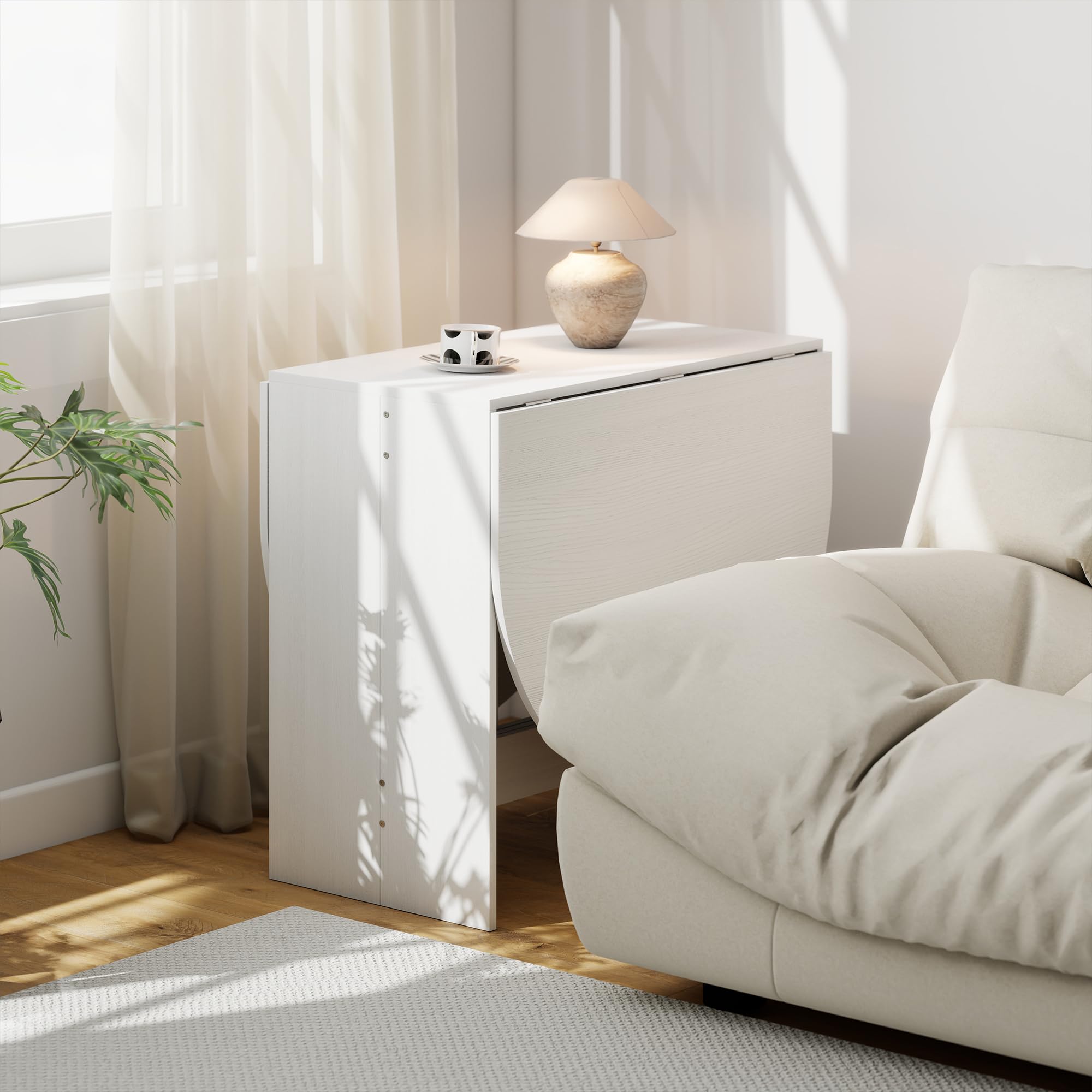 HOMCOM Table à Manger Pliante jusqu'à 6 Personnes Blanc | Table Pliante Cuisine Ovale, pour Petits Espaces, Salle à Manger