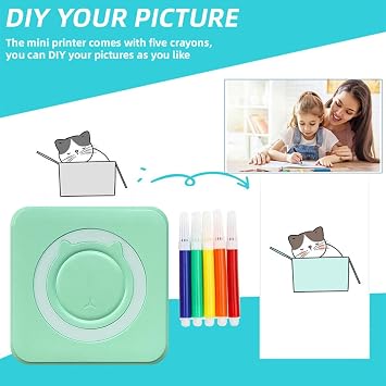 Portable Thermal Printer,Pocket Thermal Printer,Wireless Inkless Printer | Thermal USB Charging Label Maker Printer,Sticker Maker Machine Compatible Laptop