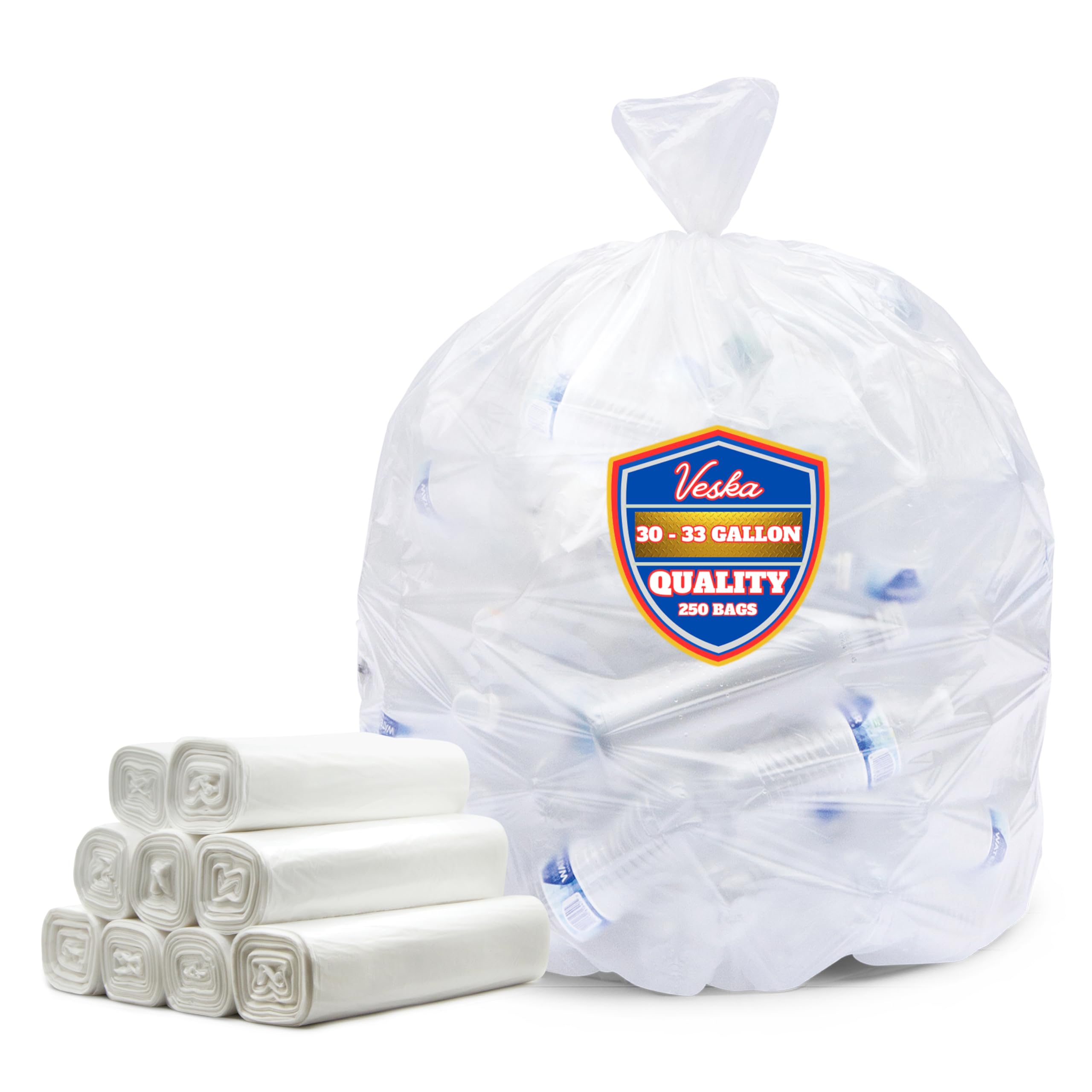 Przezroczyste worki na śmieci, 250 l, duże przezroczyste plastikowe worki na śmieci do recyklingu