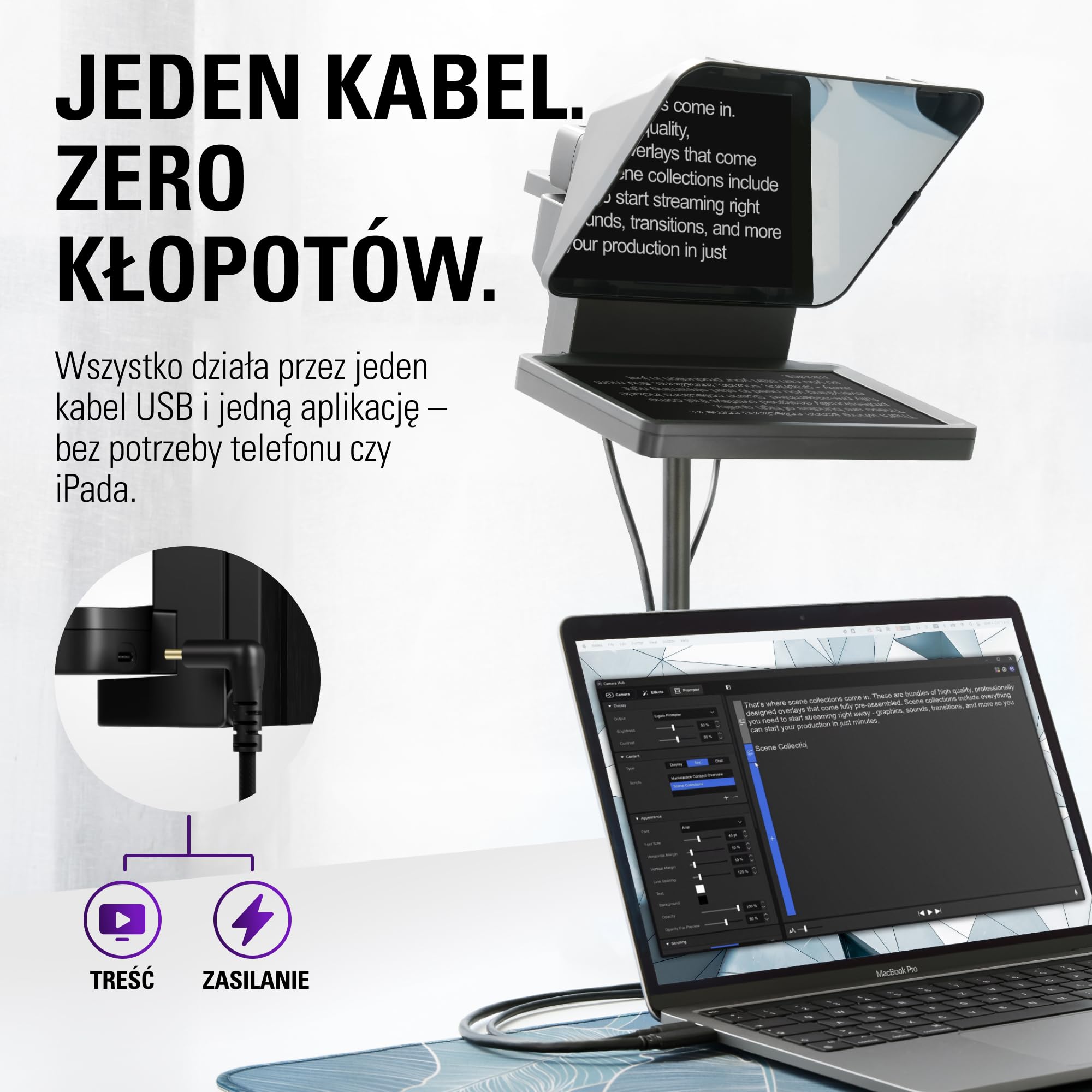 Elgato Prompter – Teleprompter z wbudowanym ekranem do YouTube, Twitch, Zoom, MS Teams i więcej, obsługuje DSLR/Webcam/Smartphone, funkcja przeciągnij i upuść na monitorze, działa z Mac/PC&Stream Deck | Kompatybilny z ekranem 9-calowym/YouTube/Twitch/Zoom