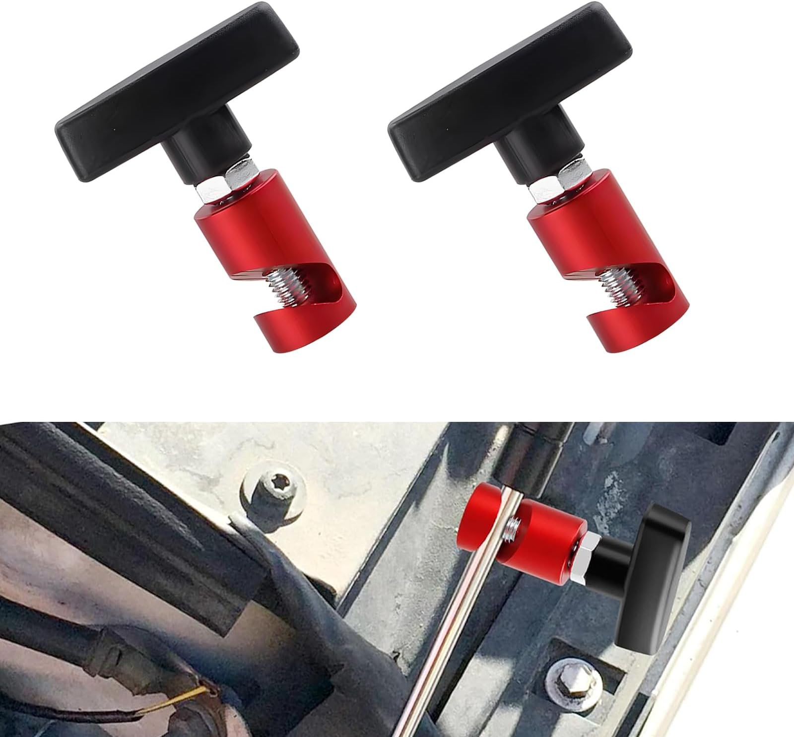 Slykew2 PCS Car Engine Hood Support Rod Retainer, Multi-Purpose Snap-on Lifting Rod Anti-Pinch Device, Trunk Air Pressure Rod Anti-Slip Shock Absorber Pillar Fixing Tool, Universal for Cars (Red)