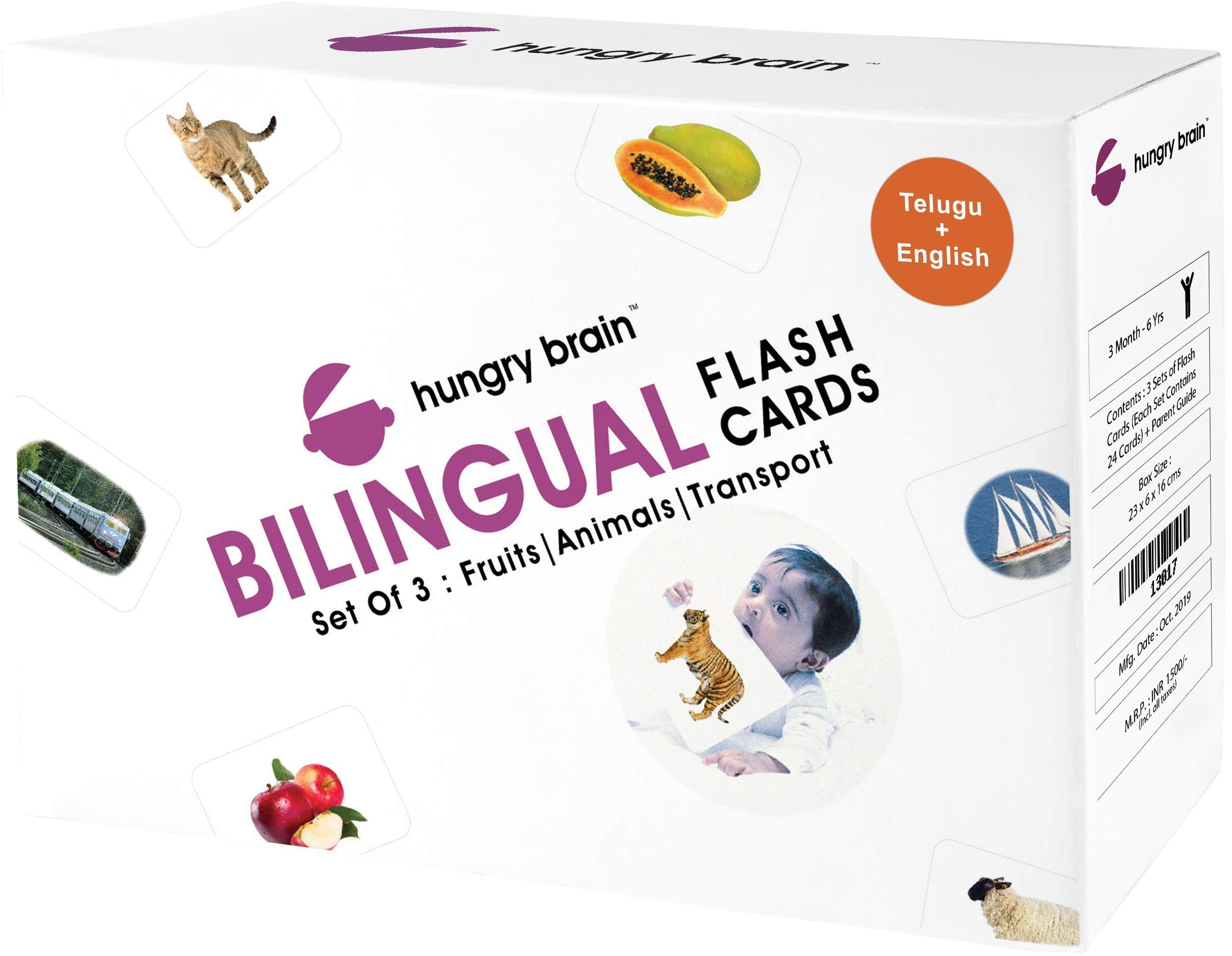 hungry brain Transports, Animals, Fruits Bilingual Flash Cards for Kids I 72 Real Picture Flash Cards for Babies Brain Development 3 Months to 6 Years I Preschool Study Material (Telugu Flashcards) (B0BHTJ61HX) Amazon Price History, Amazon Price Tracker