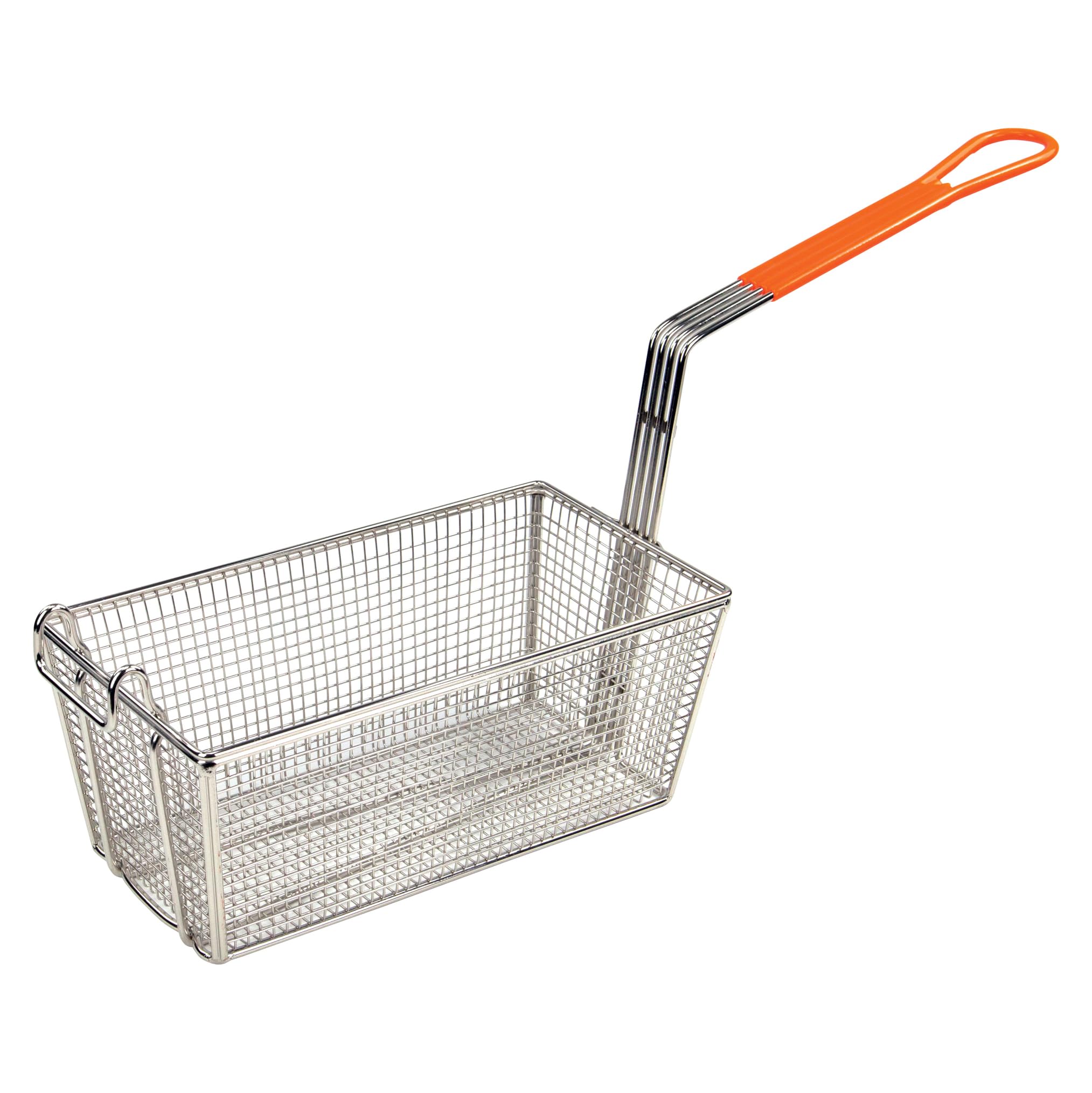 Panier à friture Winco FB-10 en acier robuste avec manche isolé orange