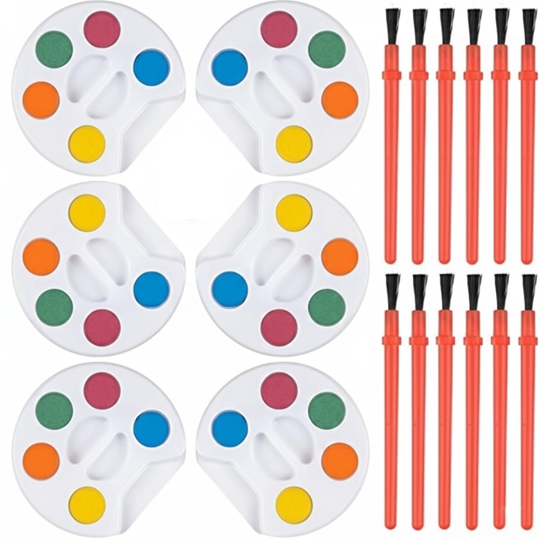 Bedwina Mini set de acuarelas para niños (paquete al por mayor de 24): 5 acuarelas, paleta y pincel, para fiestas artísticas y suministros para fiestas de pintura