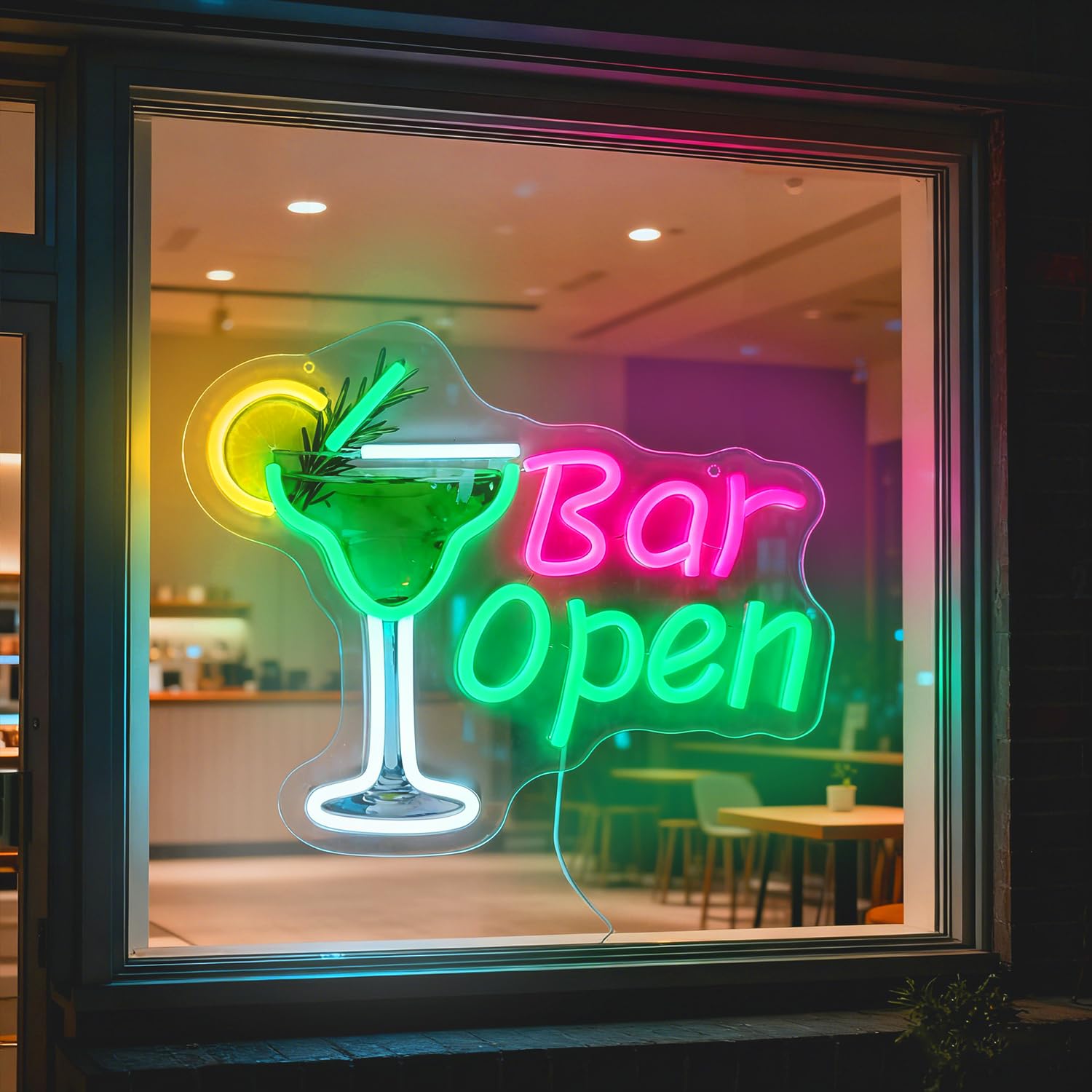 Neon Bar Sign, LED Cocktails Neon Sign Cocktail Light Up Signs for Cocktails Beer Bar Pub Club Party Man Cave Bedroom Business Window Wall Decor, USB Power & Dimmable