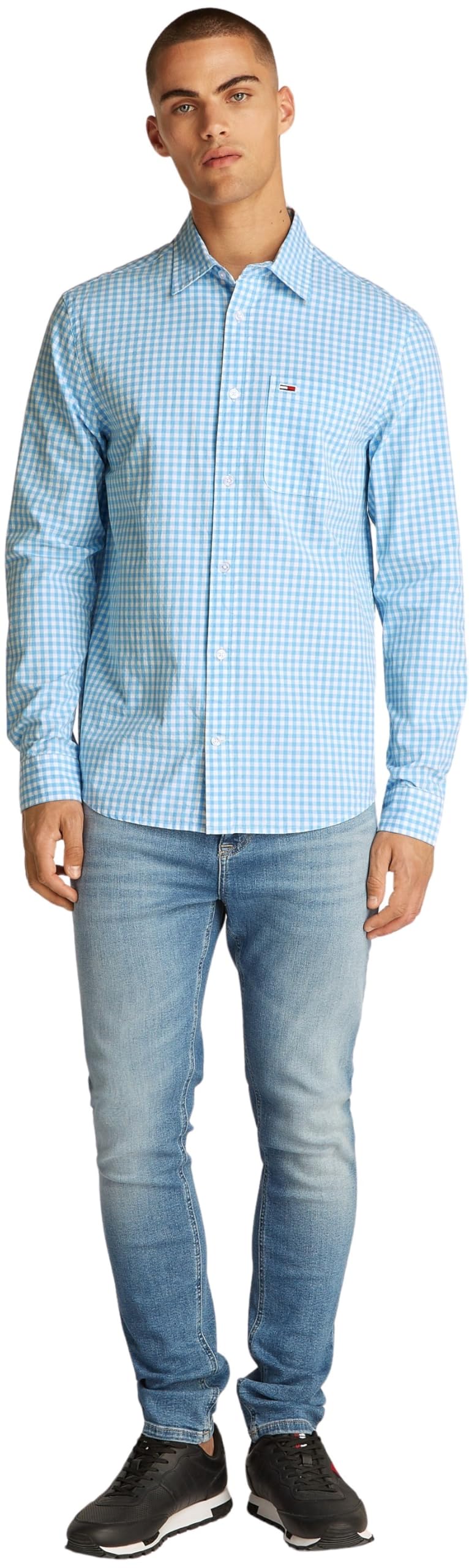 Tommy Jeans Camisa Hombre Poplin Check Manga Larga