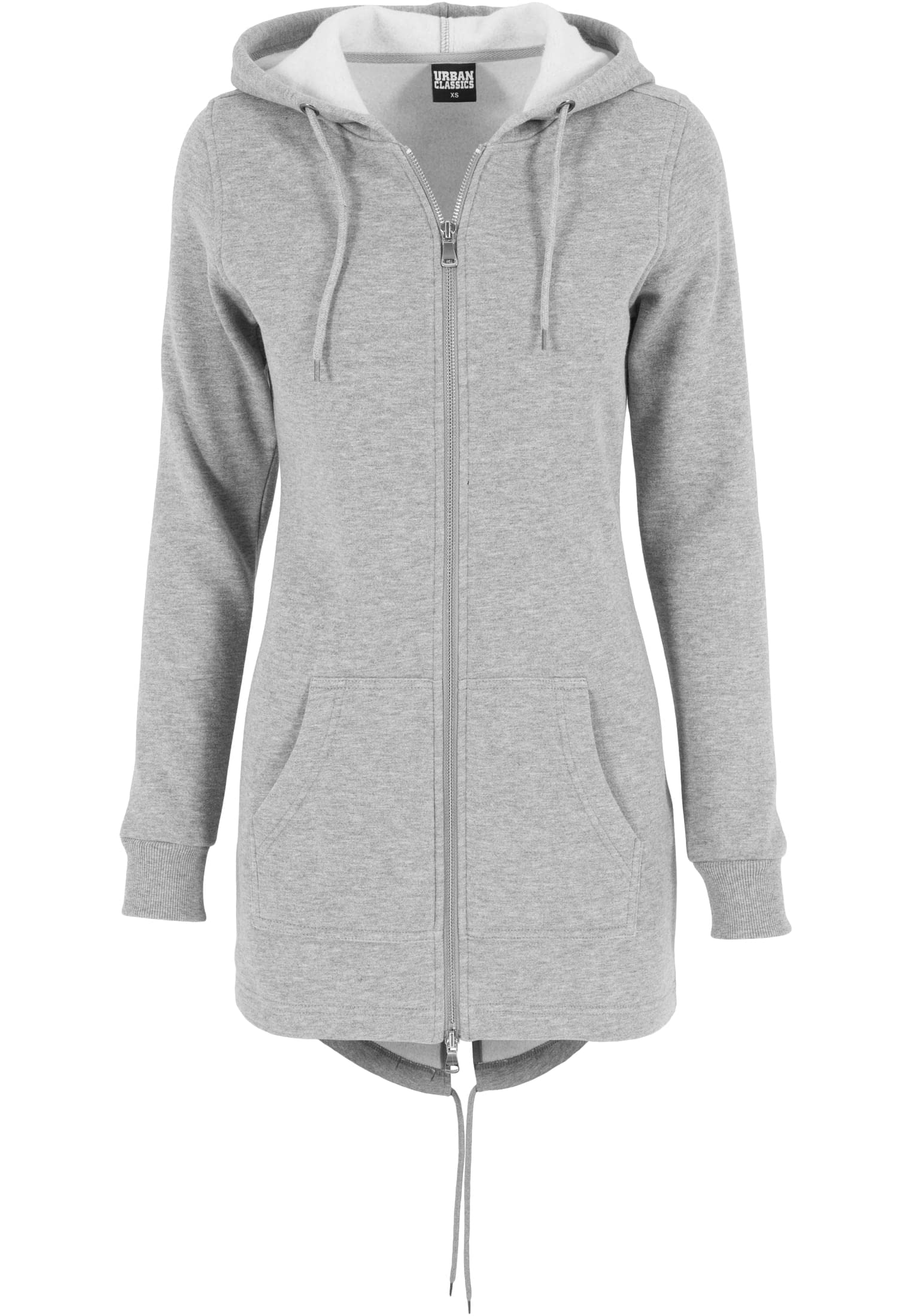 Urban Classics Parka Mujer Felpa Mujer Capucha con Cremallera Negro Rippbündchen Regular