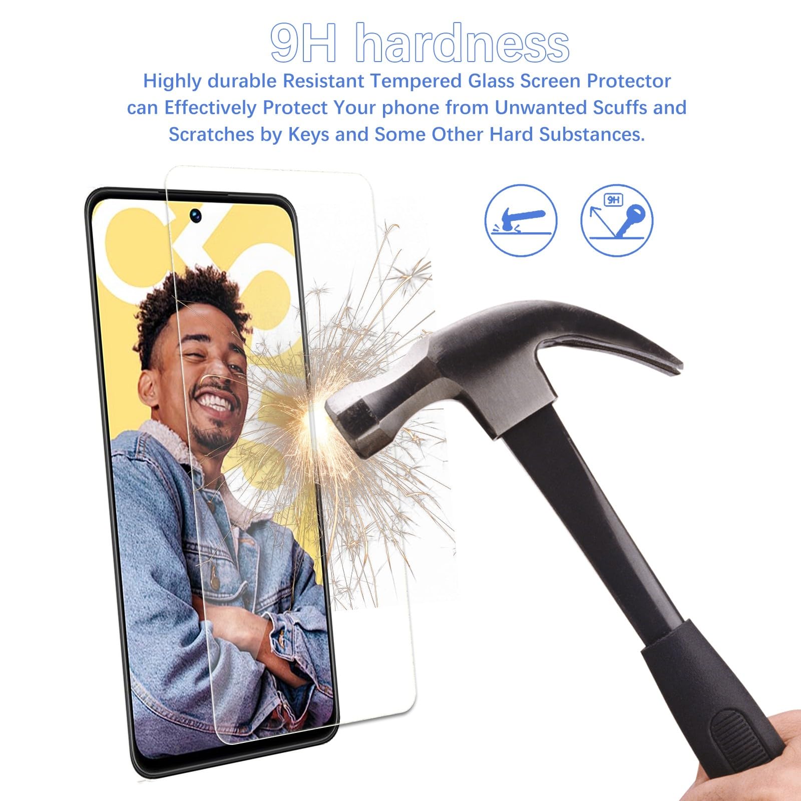 GMUJIAO [2+2 Pack Compatibile con Realme C55 per Pellicola Prottetiva & Pellicola Fotocamera,Protezione Schermo Anti Graffio,Durezza 9H[Anti-Graffio]-Nero