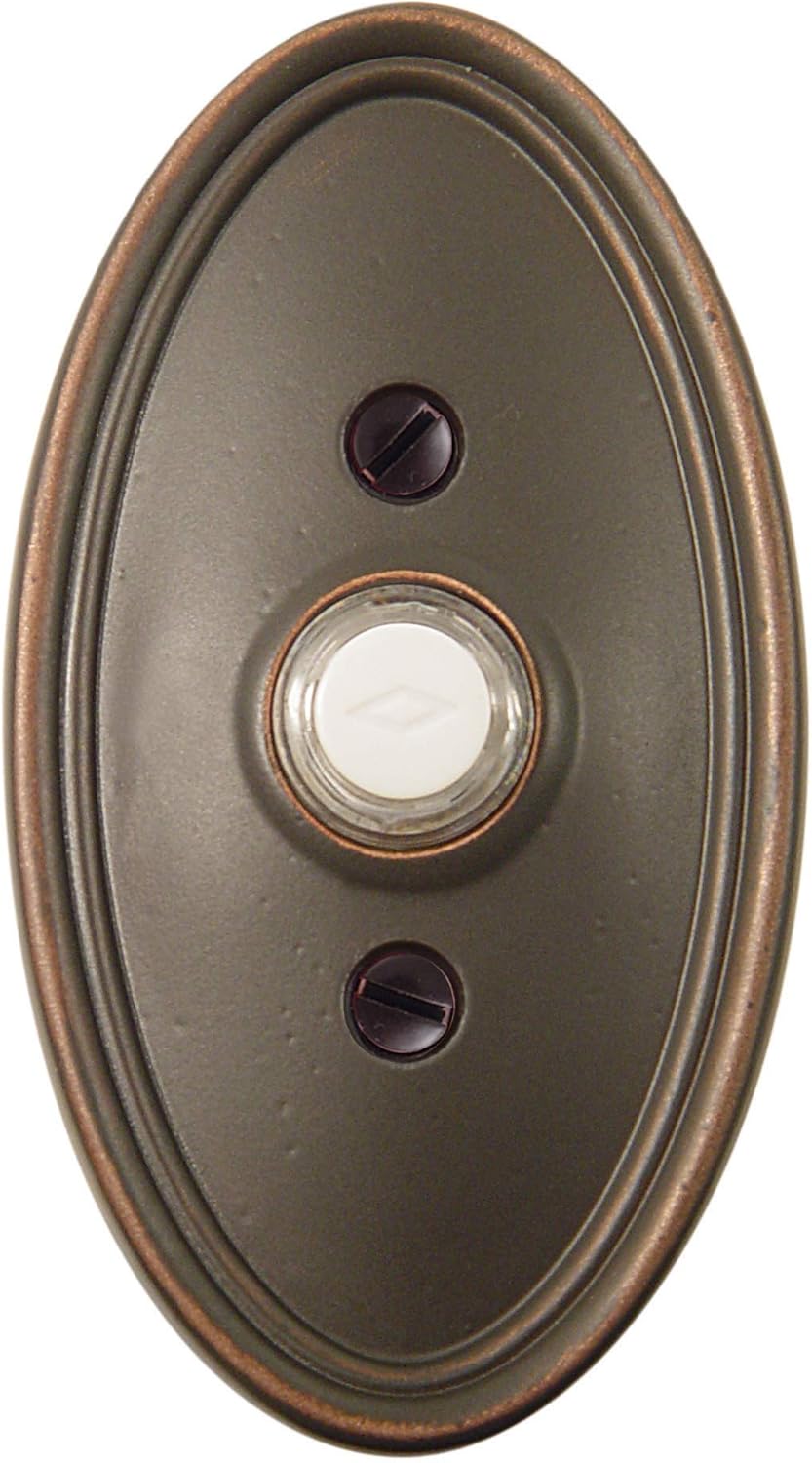 Emtek 2402 4-1/2" Height Oval Style Brass Lighted Doorbell Rosette, Oil Rubbed Bronze