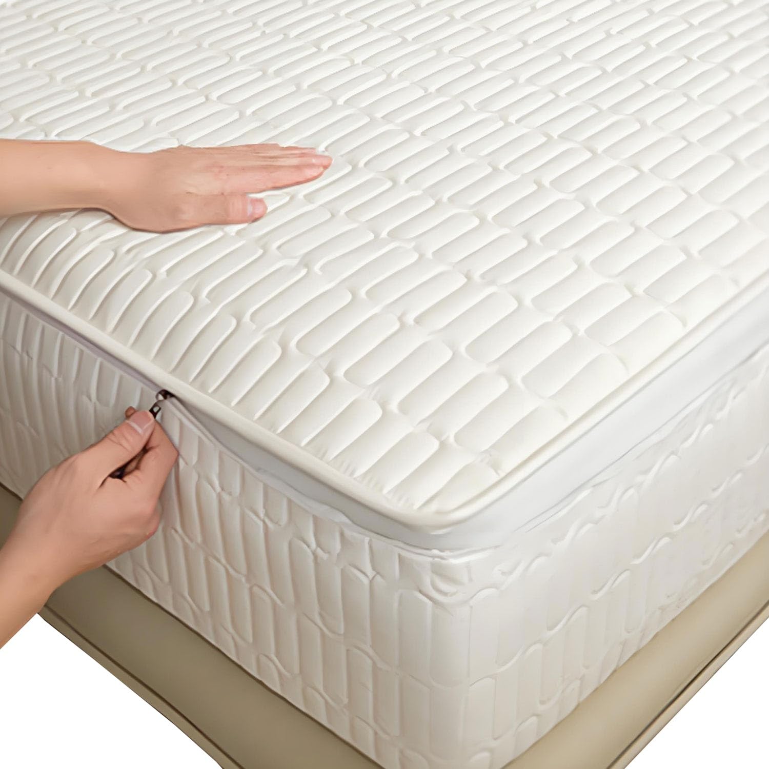 Ochraniacz na materac premium z zamkiem błyskawicznym – gruby, oddychający pokrowiec pasuje do 90 x 200 / 135 x 190 / 150 x 190 / 160 x 190 cm – konfigurowalny 5-stronny pokrowiec na materac (140 x