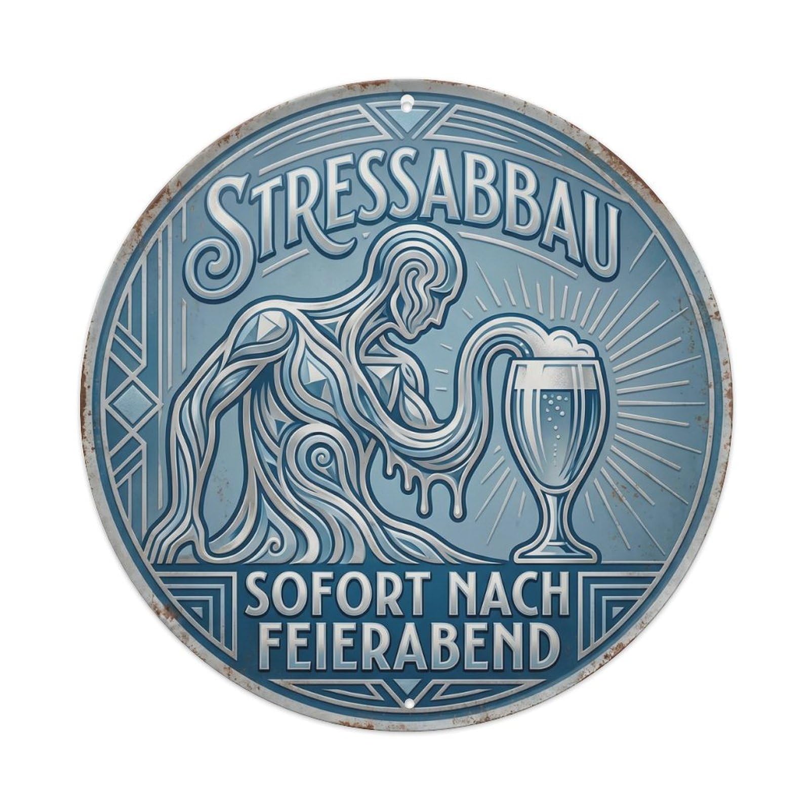 Vintage Bar Style Stressabbau Humorous Lounge Stressrelief Metal Tin Sign Plaque Wall Decor for Cafe, Club, Garden Round Metal Poster 8x8Inch
