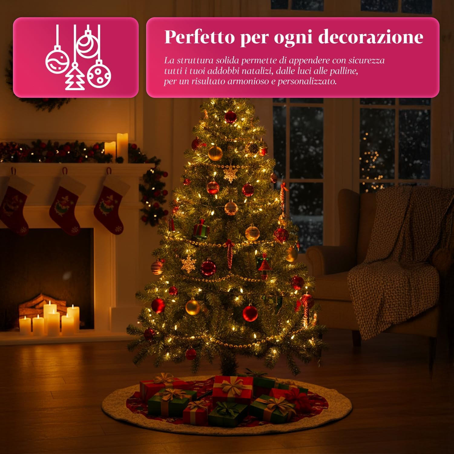 Avilia Sapin de Noël Artificiel de 210 cm avec 1078 Branches, Base en Fer et greffage Facile Ø 112 cm | décoration de Noël | Sapin de Noël pour intérieur et extérieur, Vert