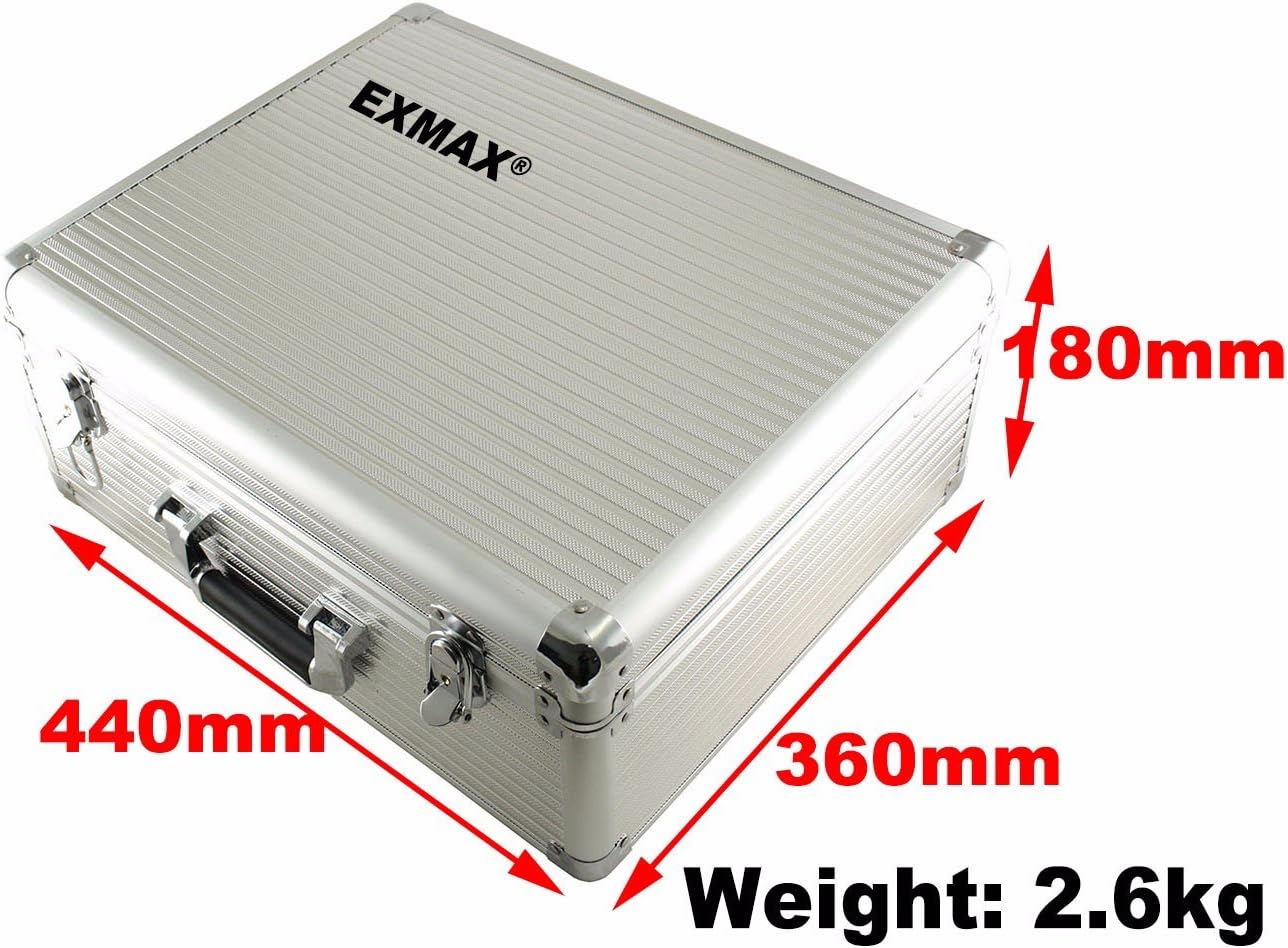 EXMAX Aluminum Alloy Case for Carring The Wireless Tour Guide System, Church, Assistive Listening System Device, Tool, Instrument, Equipment Exhibition,etc(440 x 360 x 180mm,Silver)