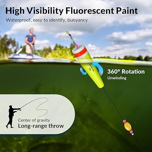 Miniatura 5 de THKFISH Bobbers - Flotadores de pesca con peso para pesca, aparejo de flotación de corcho, sonajero, corcho, flotadores de popping ponderados,