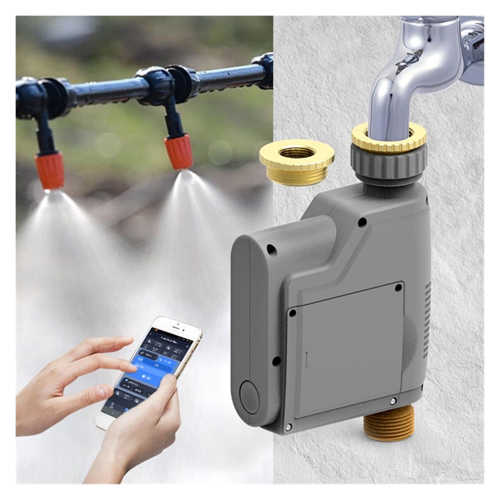Valvola a sfera motorizzata, Misuratore di portata d'acqua Tuya, timer for valvola di irrigazione wireless, rubinetto programmabile for tubo 'acqua, timer for irrigatore intelligente con hub,con indi