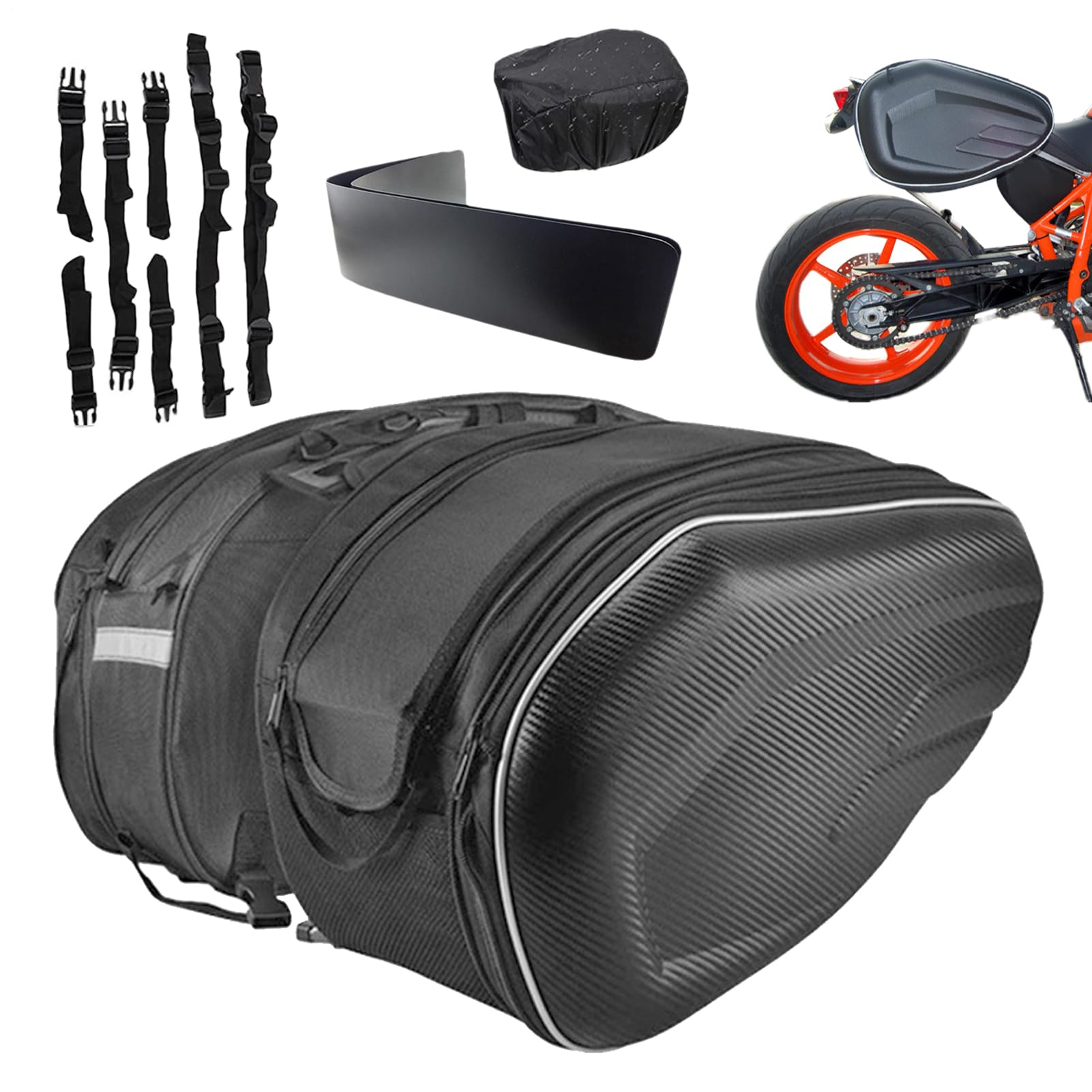 Generico Borse laterali per moto, Borse laterali per moto impermeabili - Borsa portaoggetti per espandibile in pelle PU | per pezzi, borsa posteriore per di grande capacità