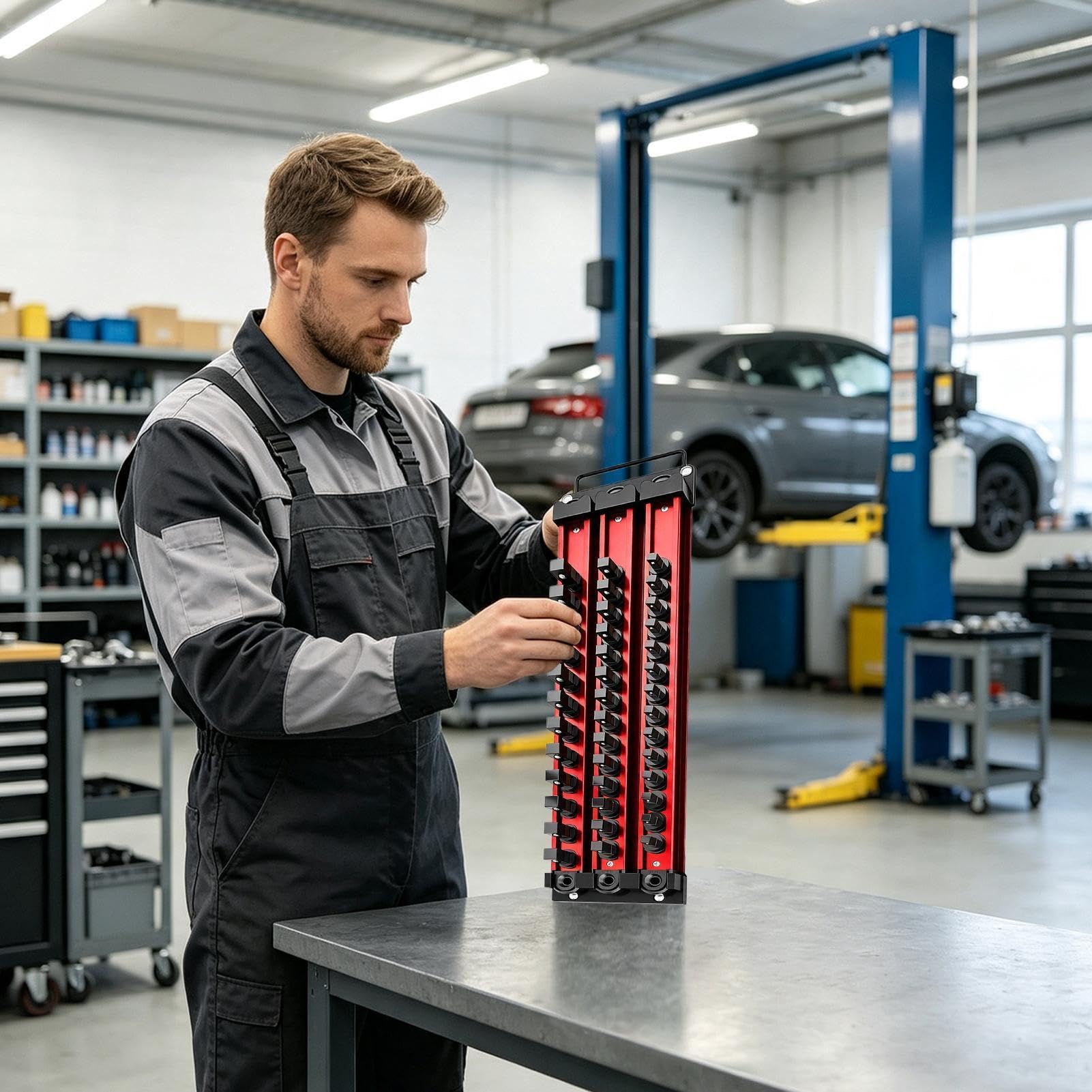 Organiseur de rangement pour prises - Porte-outils magnétique avec 40 cli