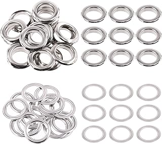 Swpeet 40Pcs - 20Sets 1" (25mm) Hole Sliver Grommets Thicken Metal Grommets Eyelets Grommet Kit, Metal Eyelets Kits Grommets Eyelets for Repairing Canvas, Leather, Curtains
