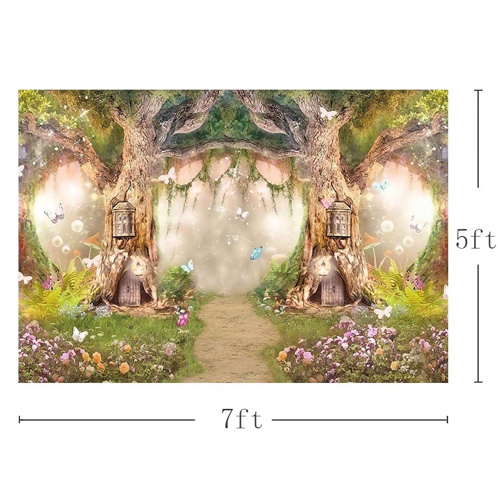 MEHOFOND 10x7ft Fairytale Forest Backdrops Wonderland Princess Photography Props Enchanted Fairy Flower Photo Background for Party Decoration Wallpaper Photo Shoots Studio Booth - Image 3