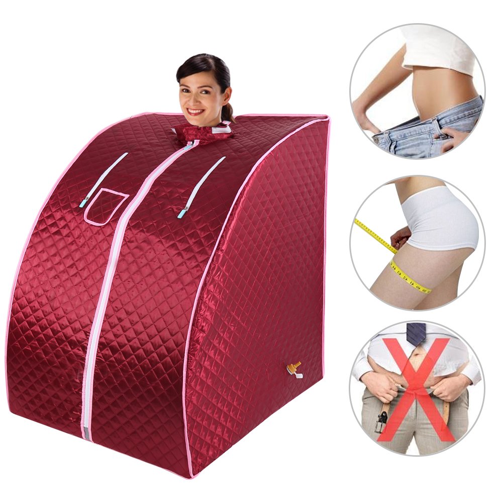 Cabina Sauna a vapore Sauna domestica in casa Bagno di vapore portatile a casa Mobile Sauna Spa (Rosso)
