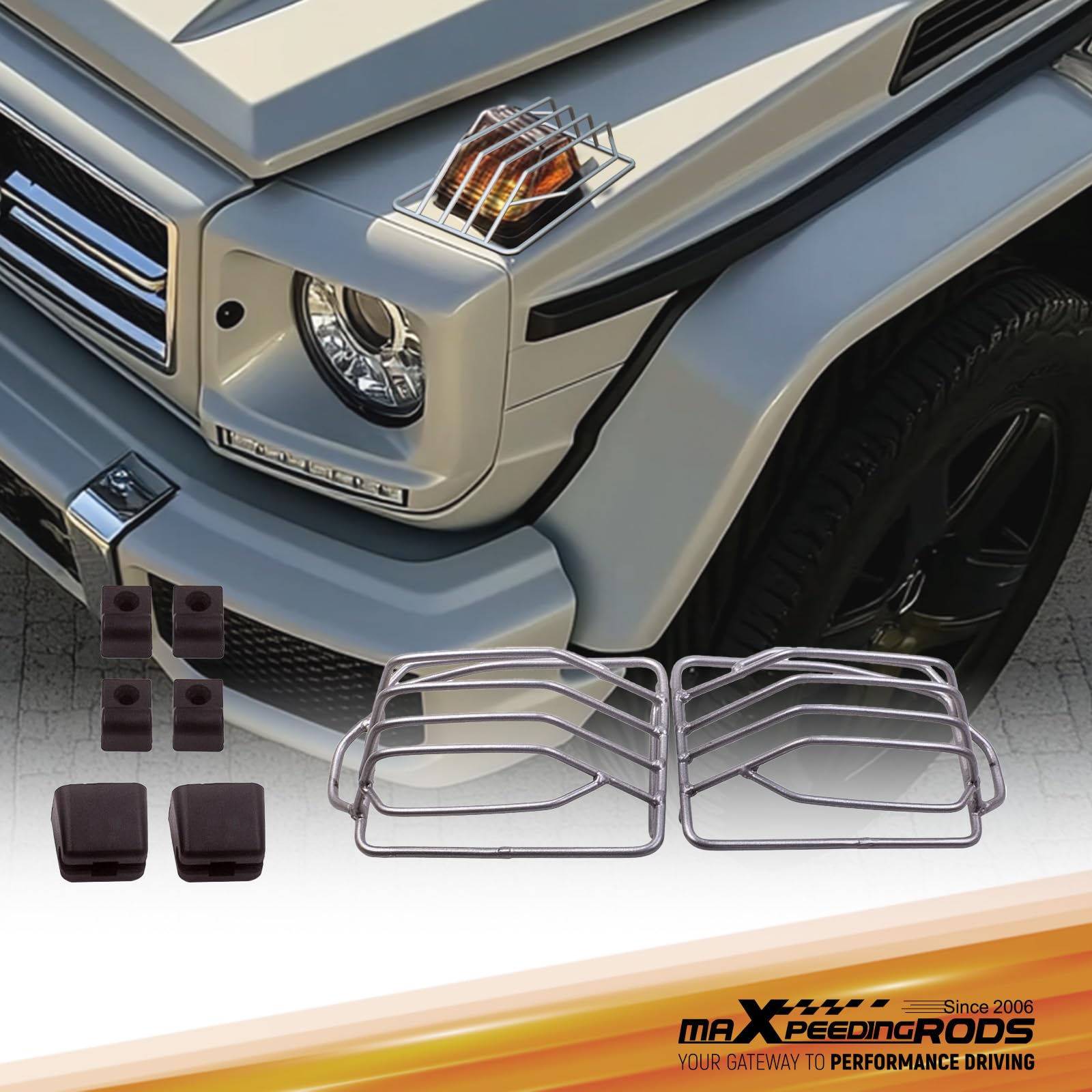 maXpeedingrods 2 rejillas de protección de intermitentes de acero Acero para Mercedes-Benz Clase G W460 W461 W463 Front Blinker Protección Cubierta