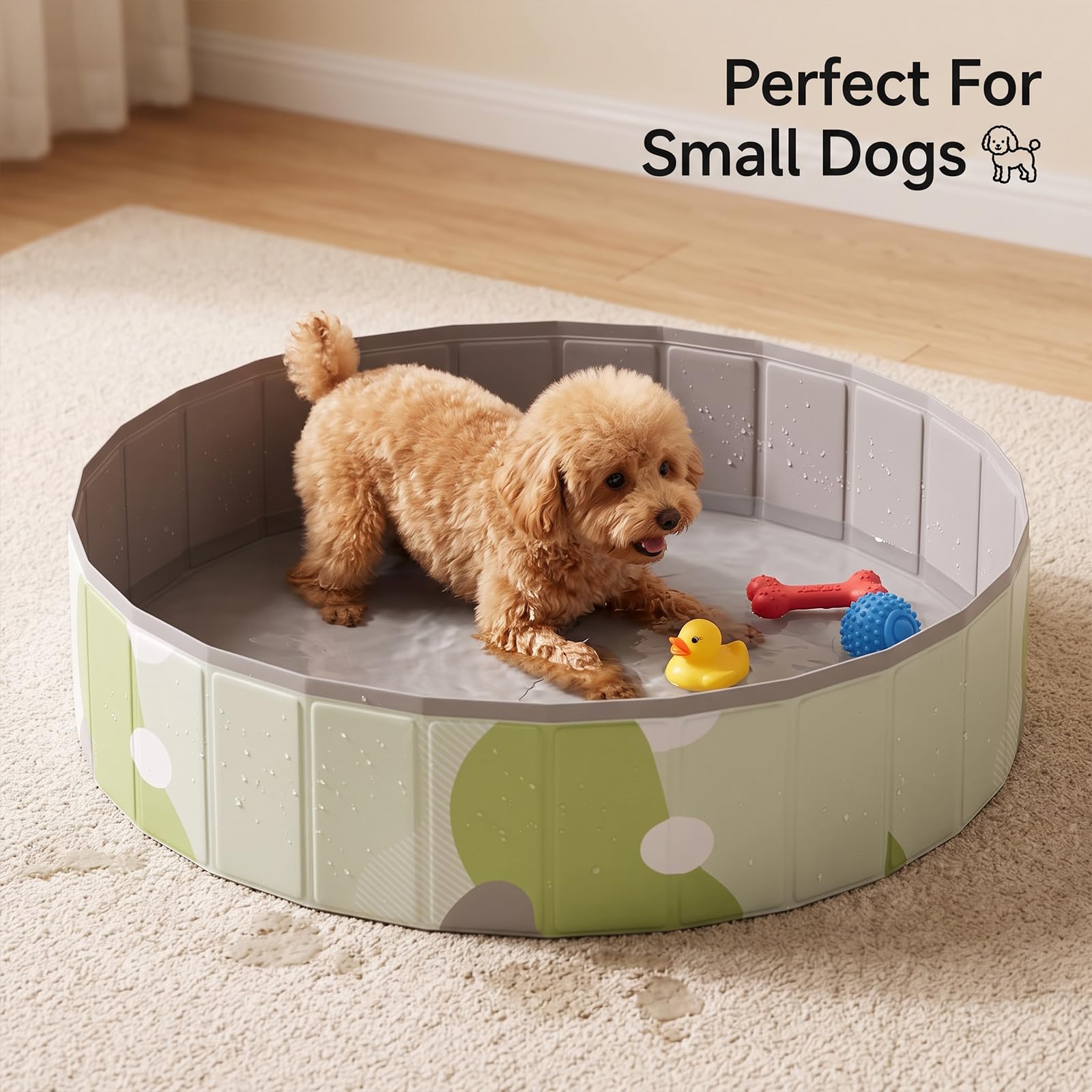 Piscina para Perros - Piscina Plegable Mascotas (XL) 120 x 30 cm | Piscina Perros Grandes y Pequeños con Base Antideslizante, Bañera Plegable para Jardín, Balcón y Salón sin Inflado