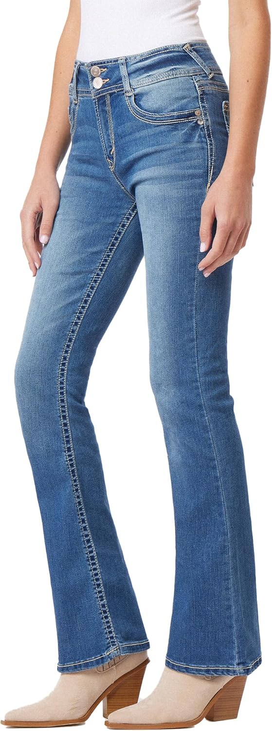 WallFlower Women’s Flirty Curvy Flare High Rise Insta Stretch Juniors Jeans